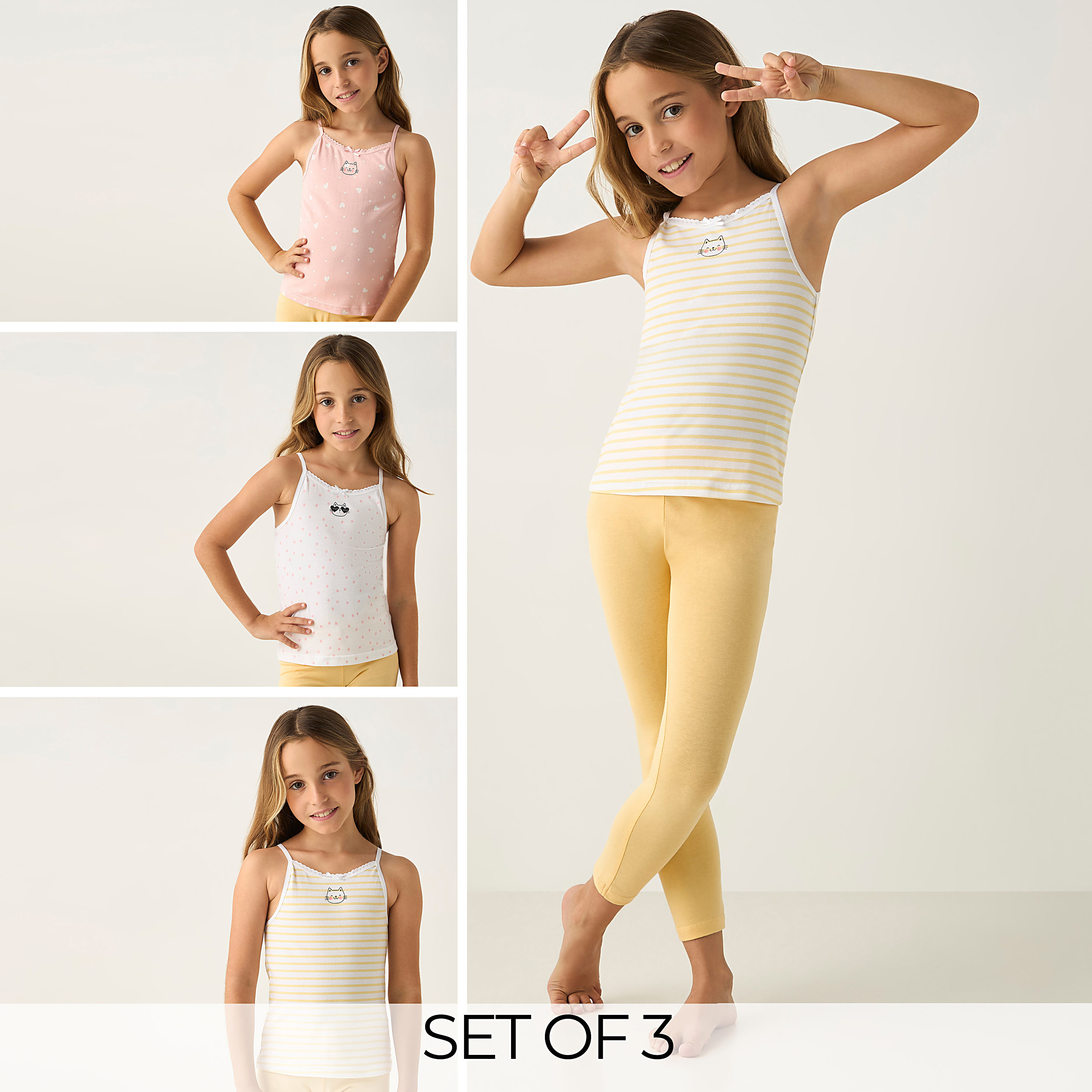 Juniors Printed Camisole with Lace Trim - Set of 3-girls-clothing-innerwear-vests-image-1