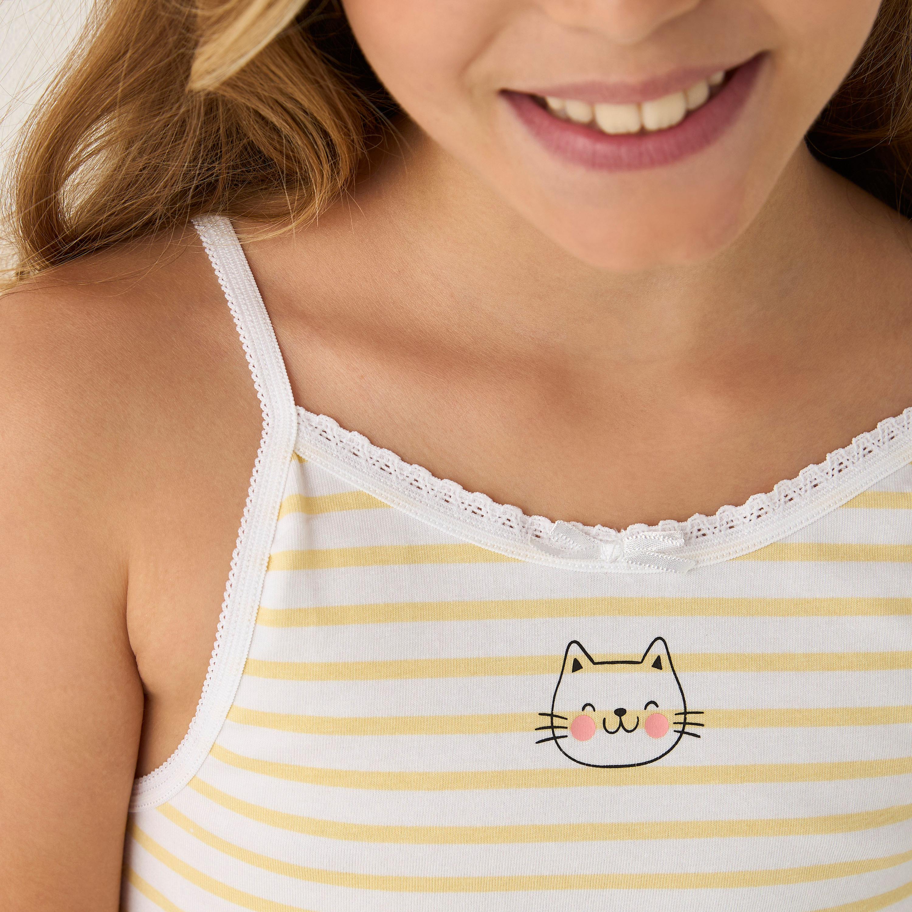 Juniors Printed Camisole with Lace Trim - Set of 3-girls-clothing-innerwear-vests-image-4