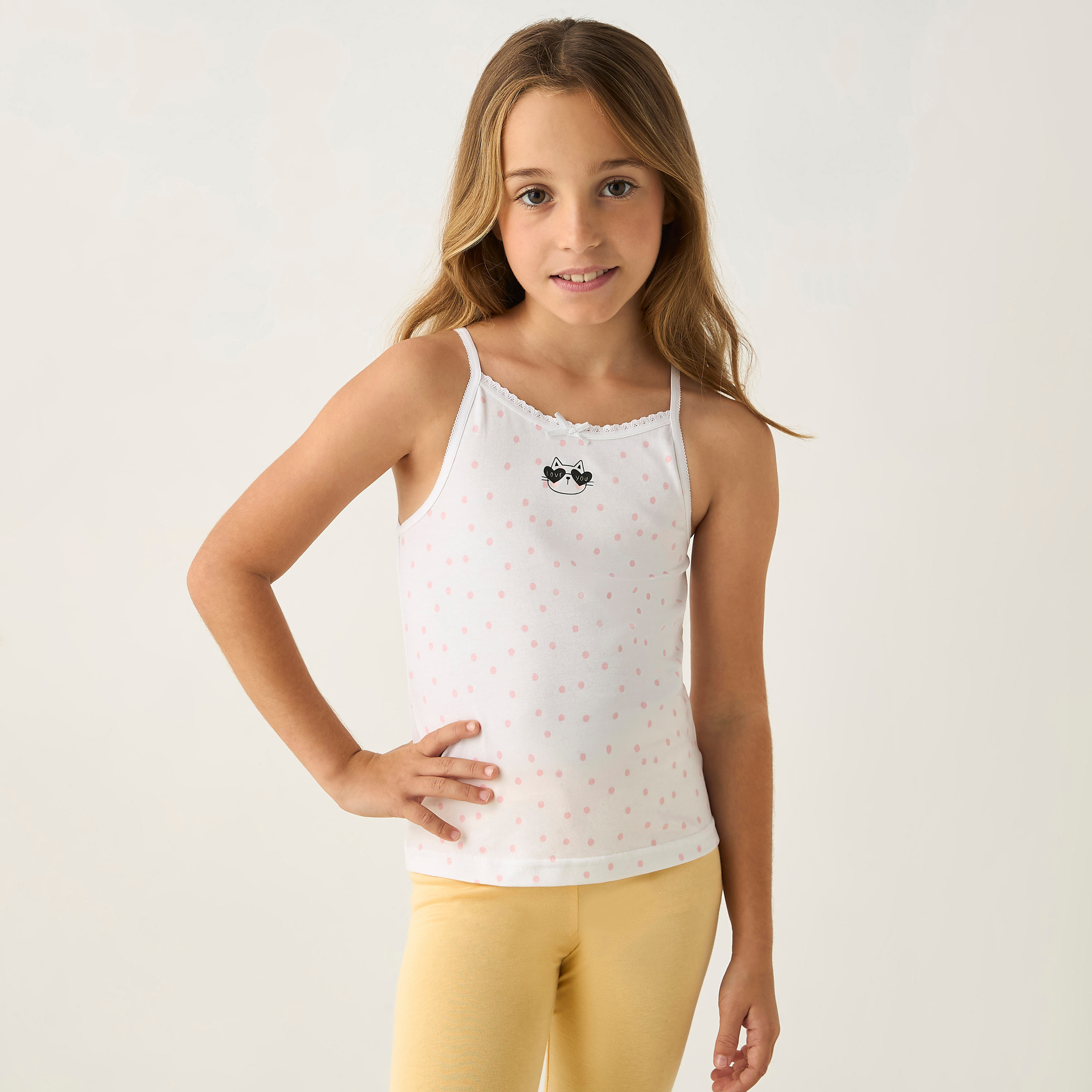 Juniors Printed Camisole with Lace Trim - Set of 3-girls-clothing-innerwear-vests-image-5