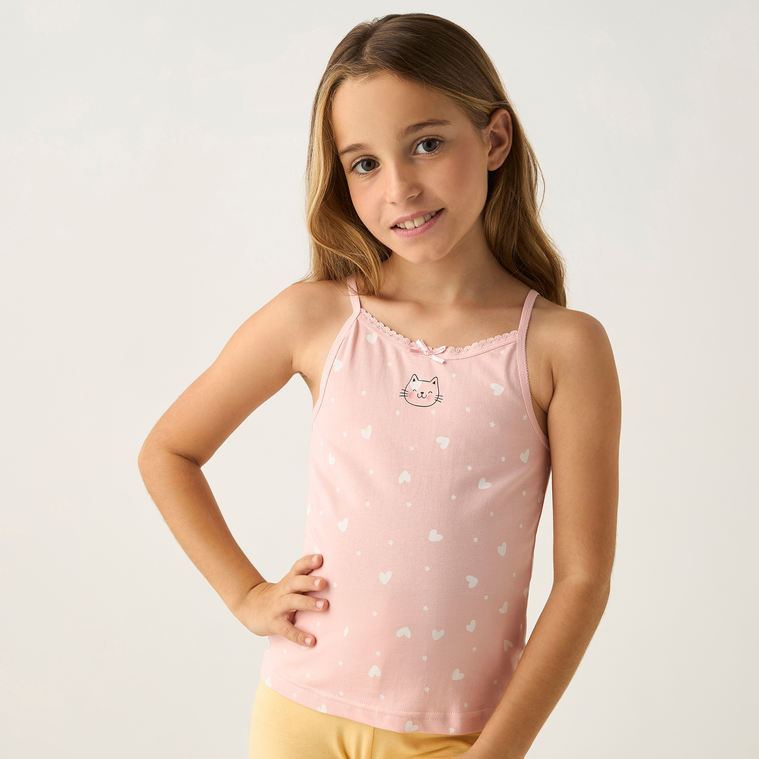 Juniors Printed Camisole with Lace Trim - Set of 3-girls-clothing-innerwear-vests-image-6