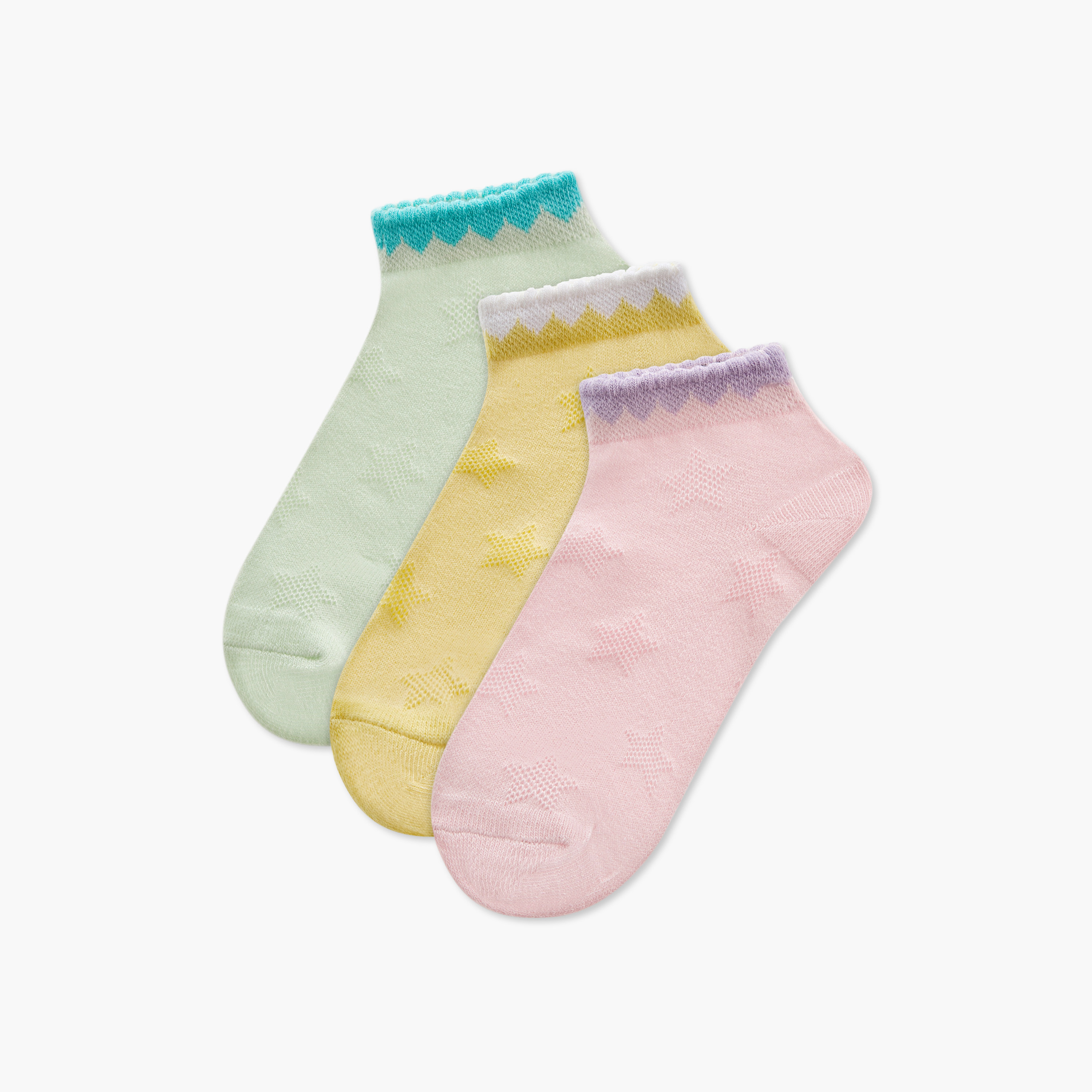 جوارب بطول الكاحل بارزة الملمس من جونيورز - طقم من 3 قطع-girls-accessories-socks-image-1