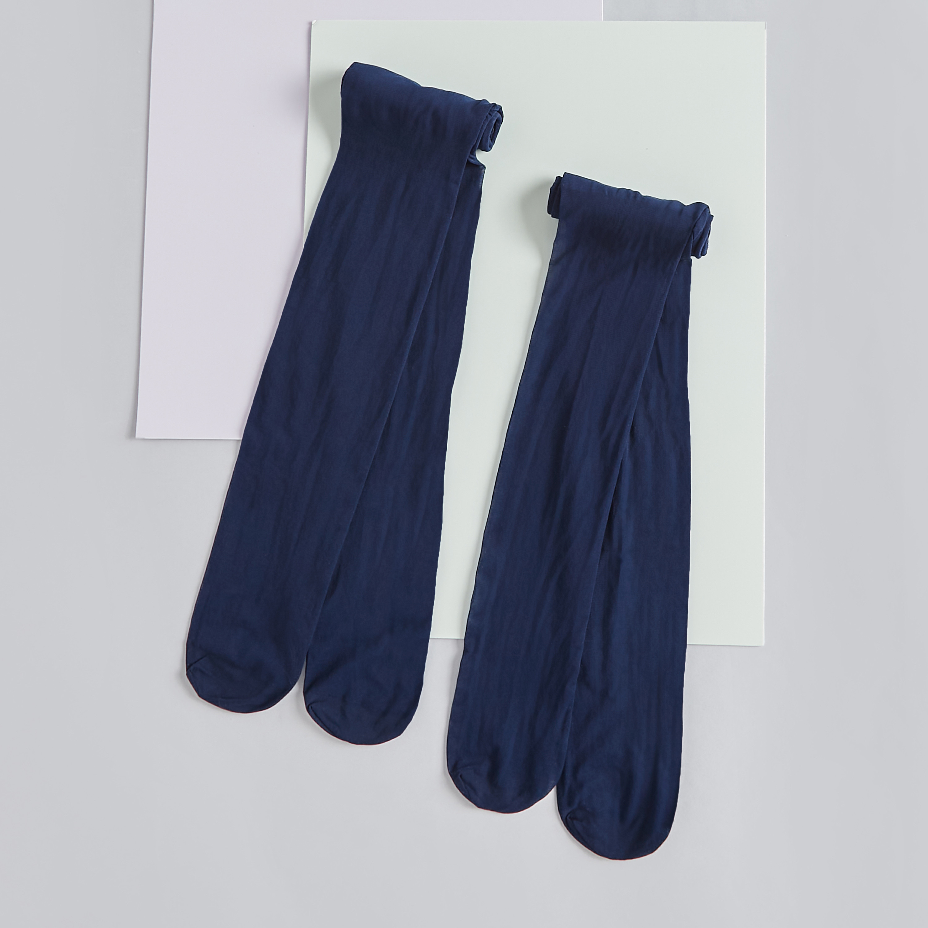 Juniors Solid Tights with Elasticated Waistband - Set of 2-girls-accessories-socks-image-1