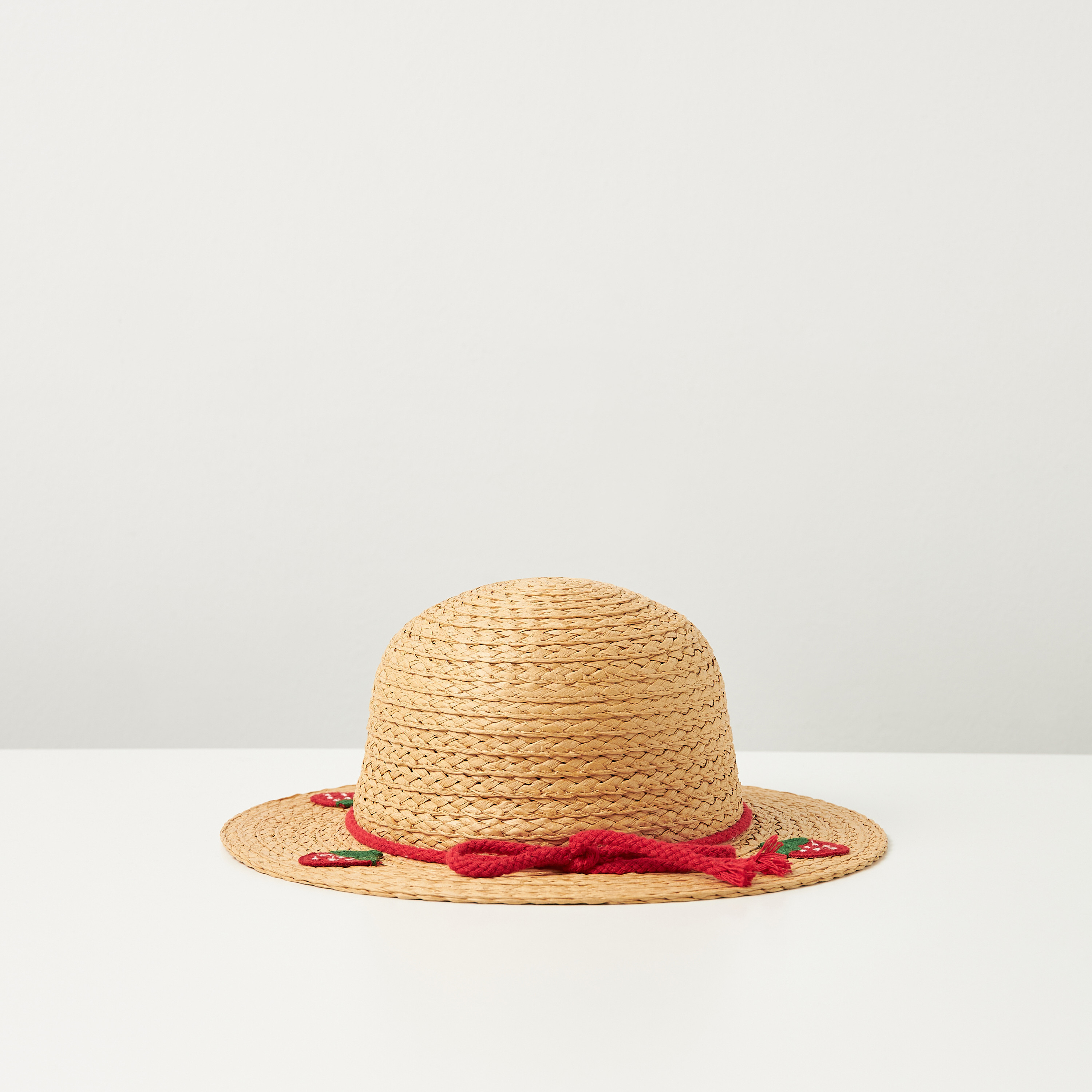 Juniors Strawberry Applique Wide Brim Hat-baby-girls-accessories-caps-image-1