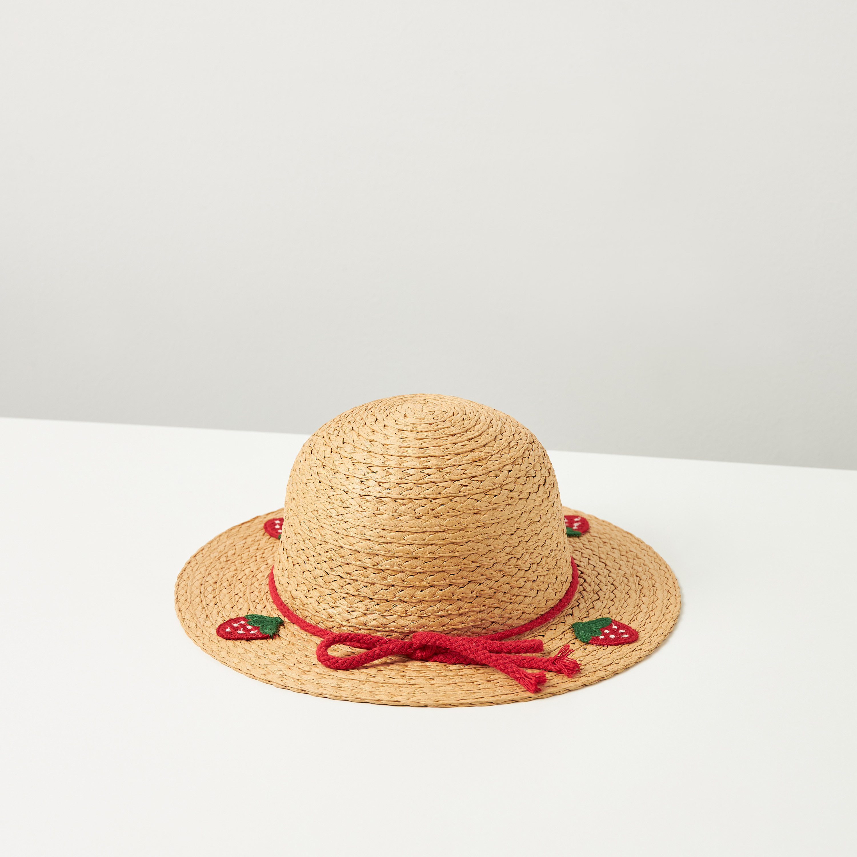 Juniors Strawberry Applique Wide Brim Hat-baby-girls-accessories-caps-image-2