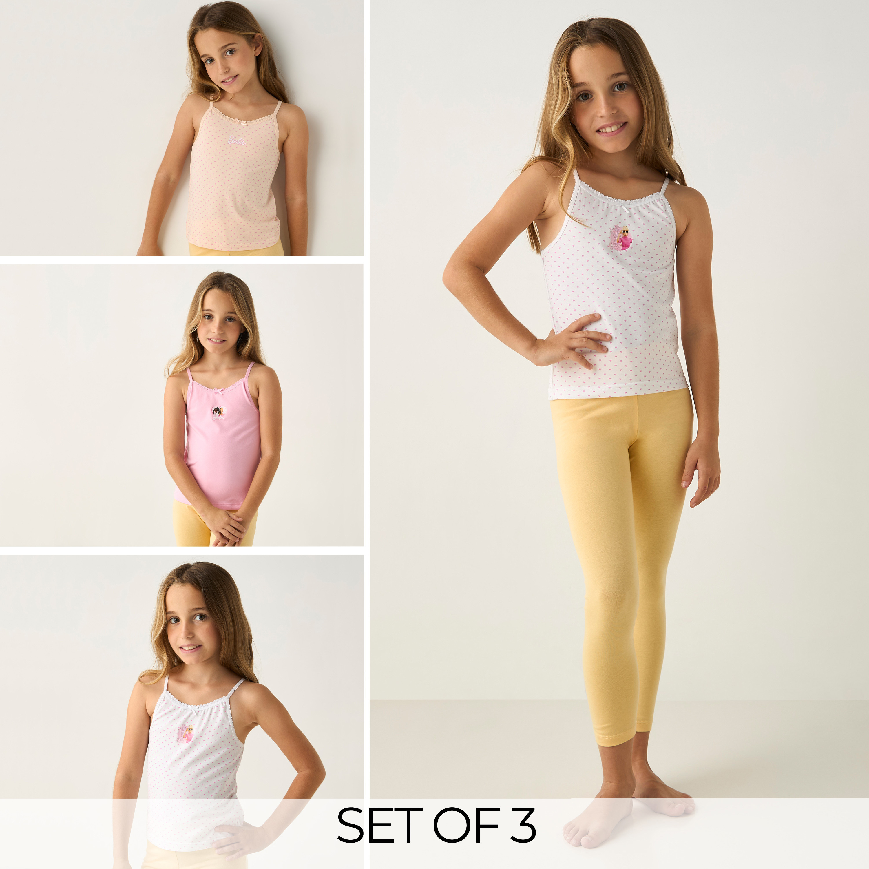 Barbie Print Camisole - Set of 3-girls-clothing-innerwear-vests-image-1
