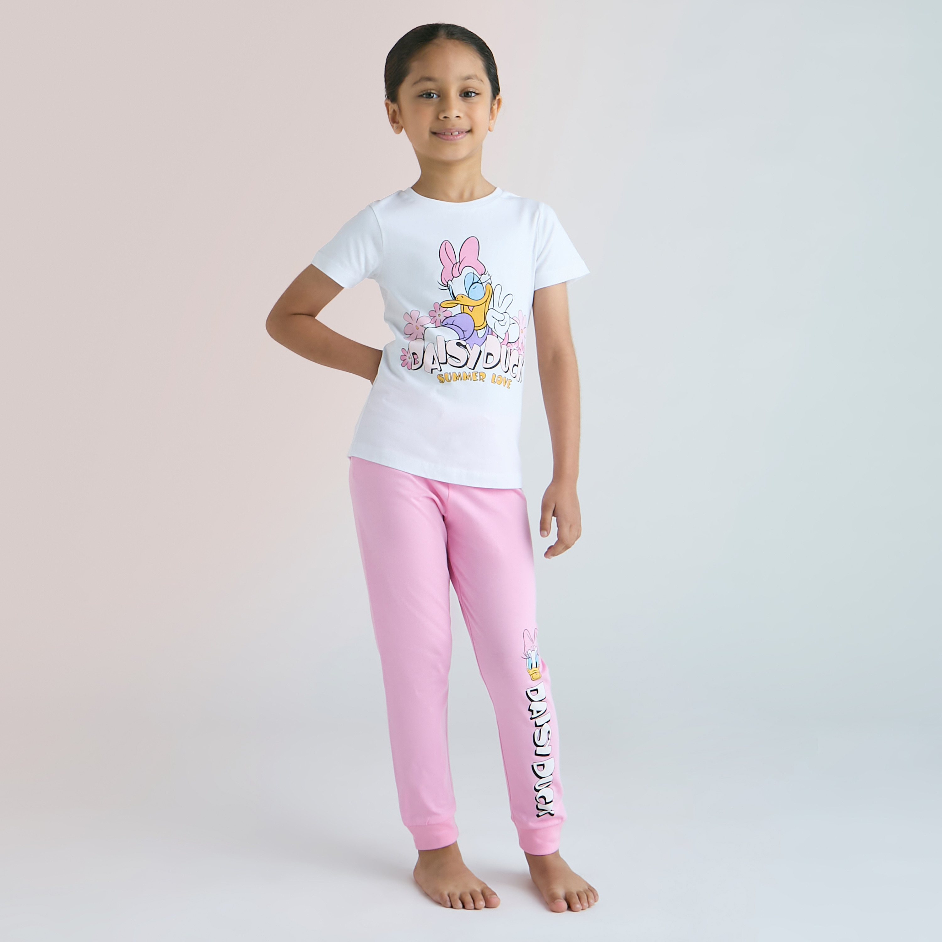 تيشيرت بطبعات وبنطلون بيجاما مطاطي - مجموعة من طقمين-baby-girls-clothing-nightwear-pyjamasets-image-2