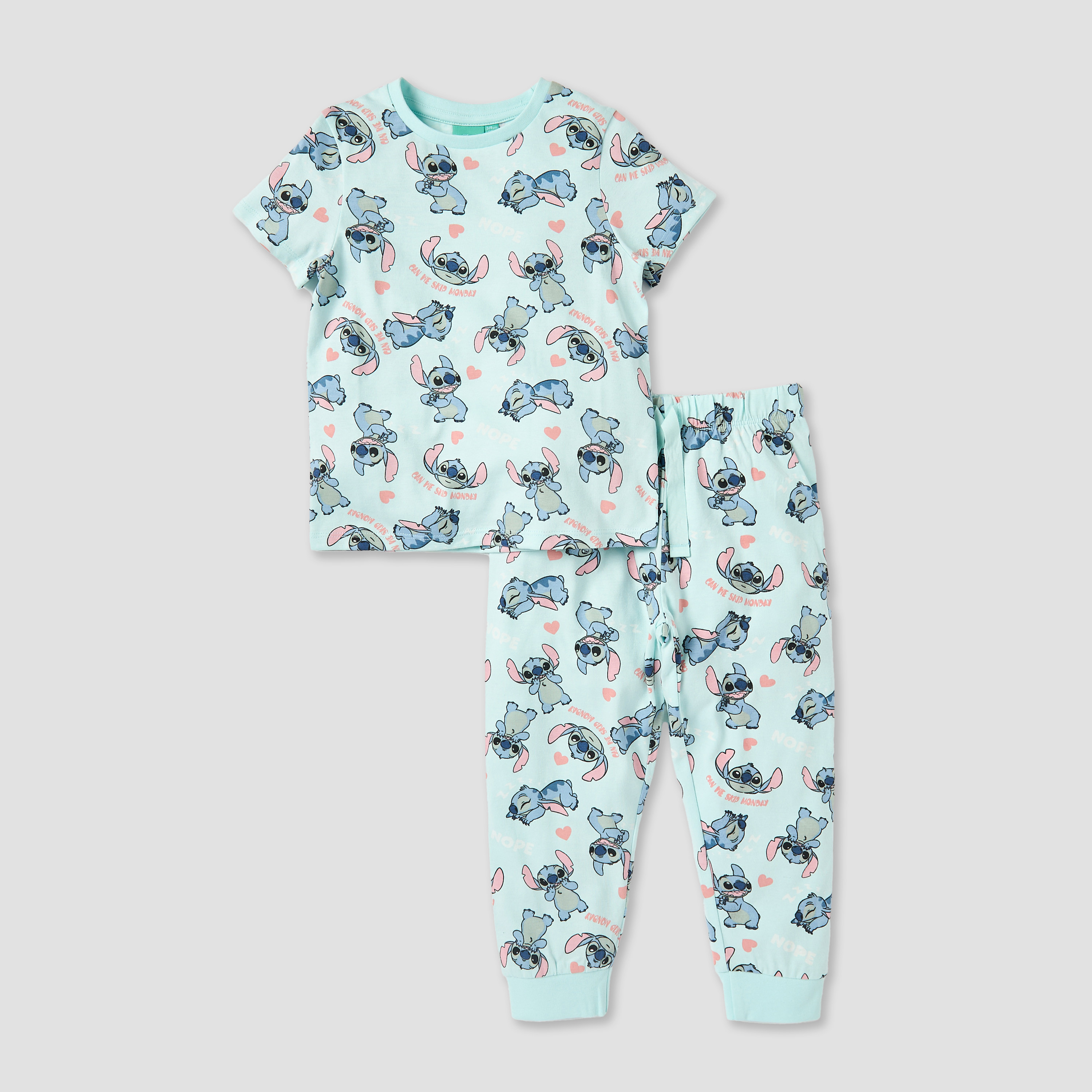 Disney Stitch Print T-shirts and Pyjamas - Set of 2-baby-girls-clothing-multipacks-image-2