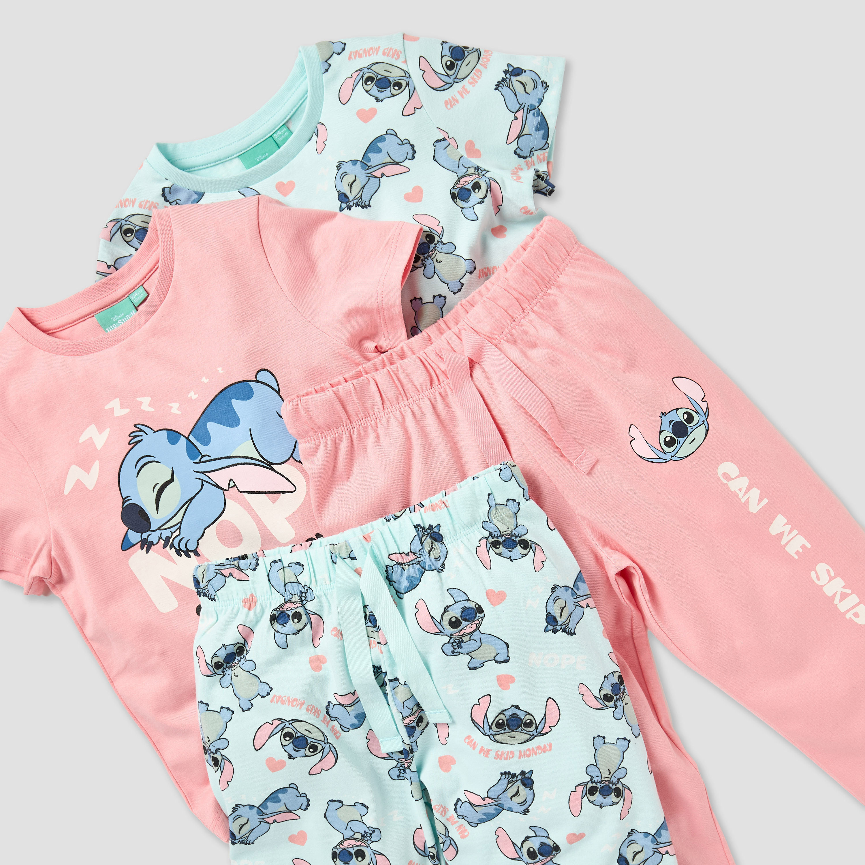 Disney Stitch Print T-shirts and Pyjamas - Set of 2-baby-girls-clothing-multipacks-image-4