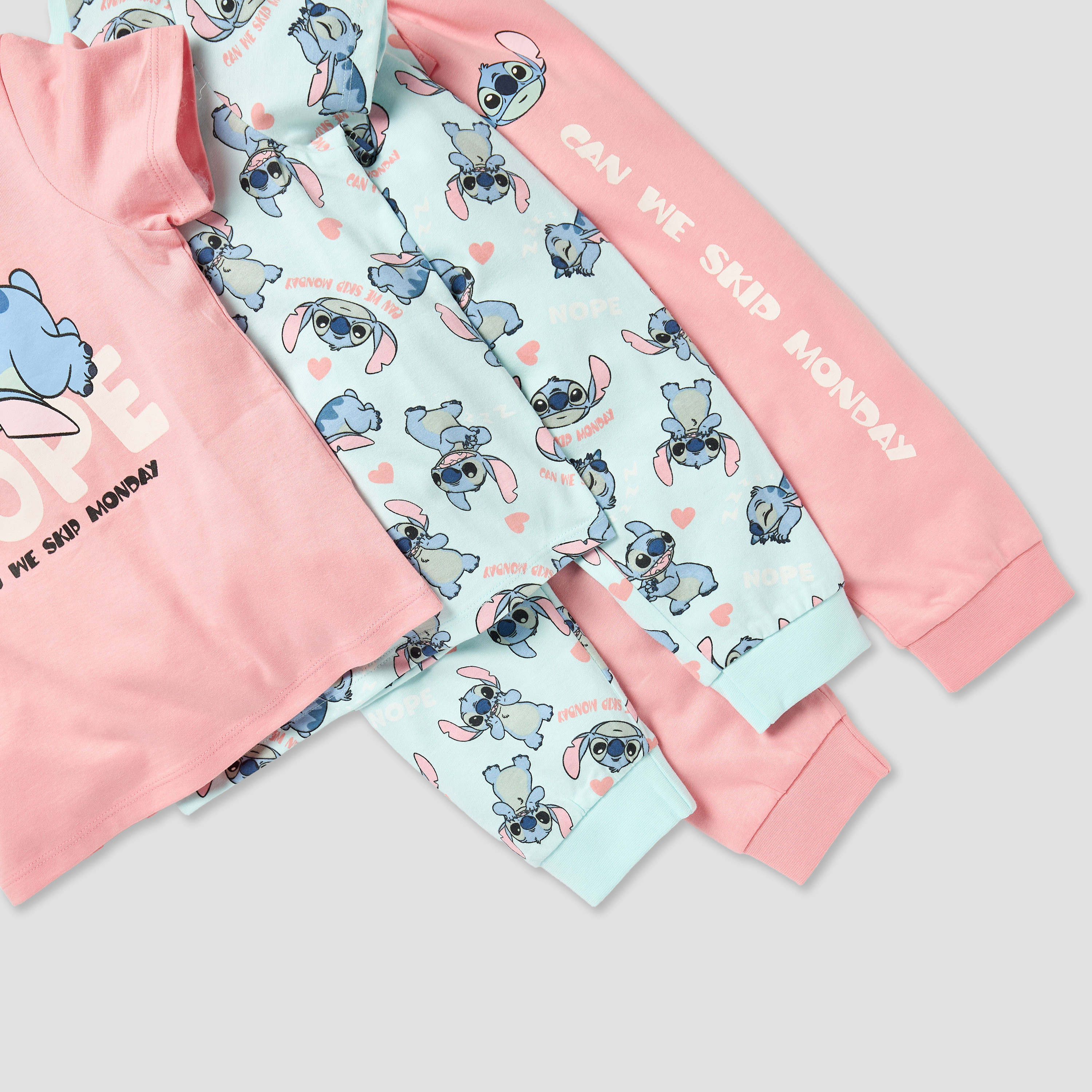 Disney Stitch Print T-shirts and Pyjamas - Set of 2-baby-girls-clothing-multipacks-image-5