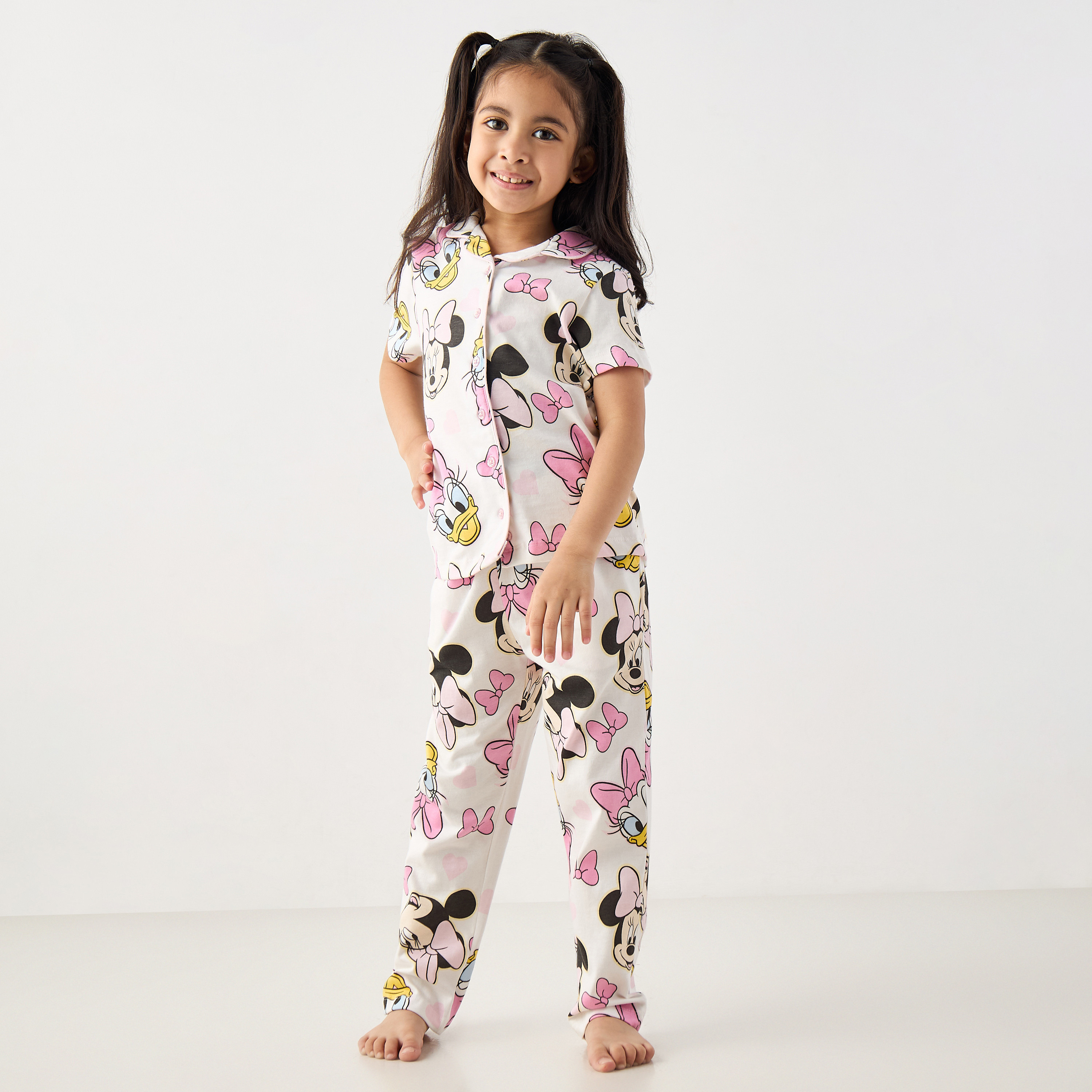 Disney All-Over Minnie Mouse and Daisy Duck Print Shirt and Pyjama Set-girls-clothing-nightwear-image-1
