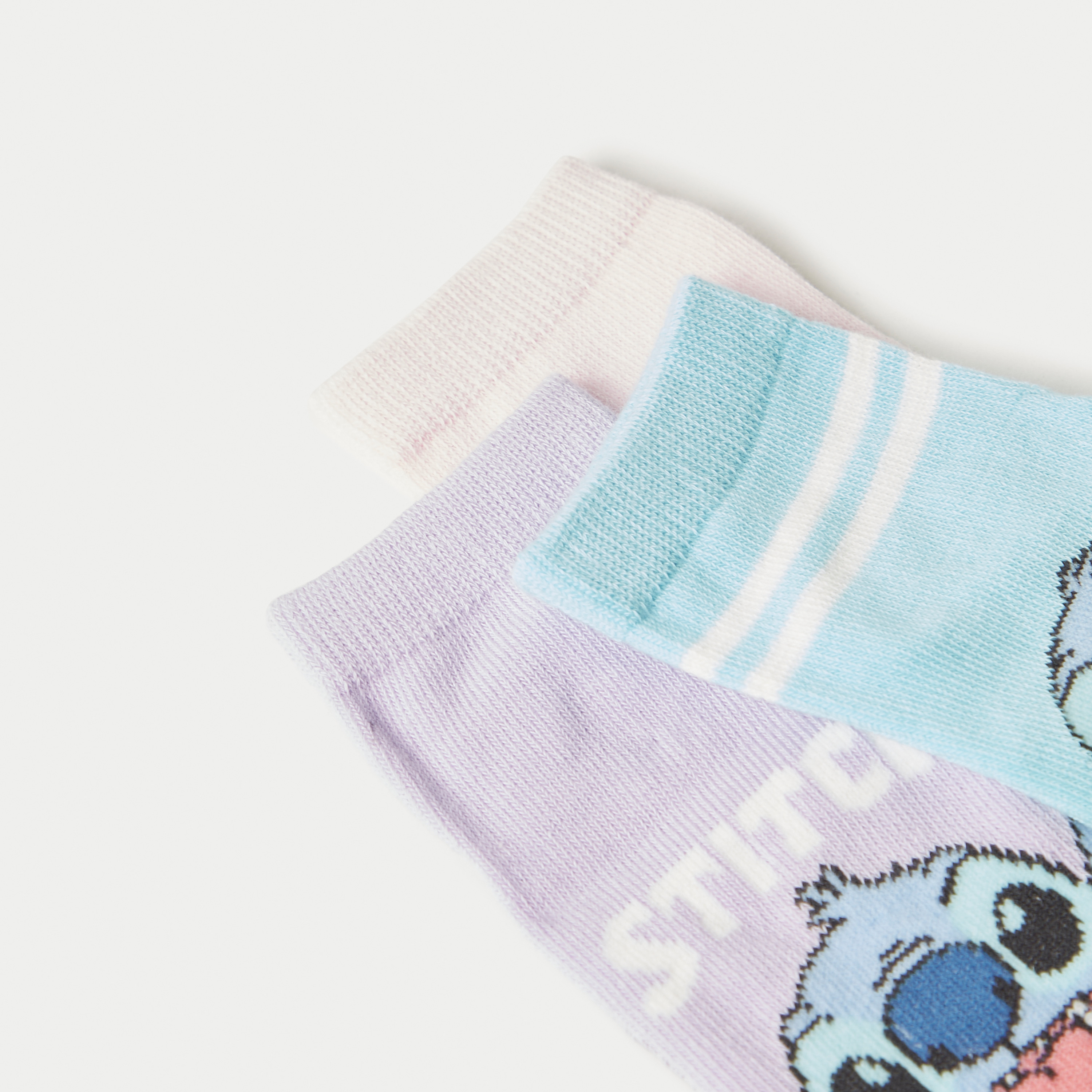 Disney Stitch and Angel Print Ankle Length Socks - Set of 3-girls-accessories-socks-image-3