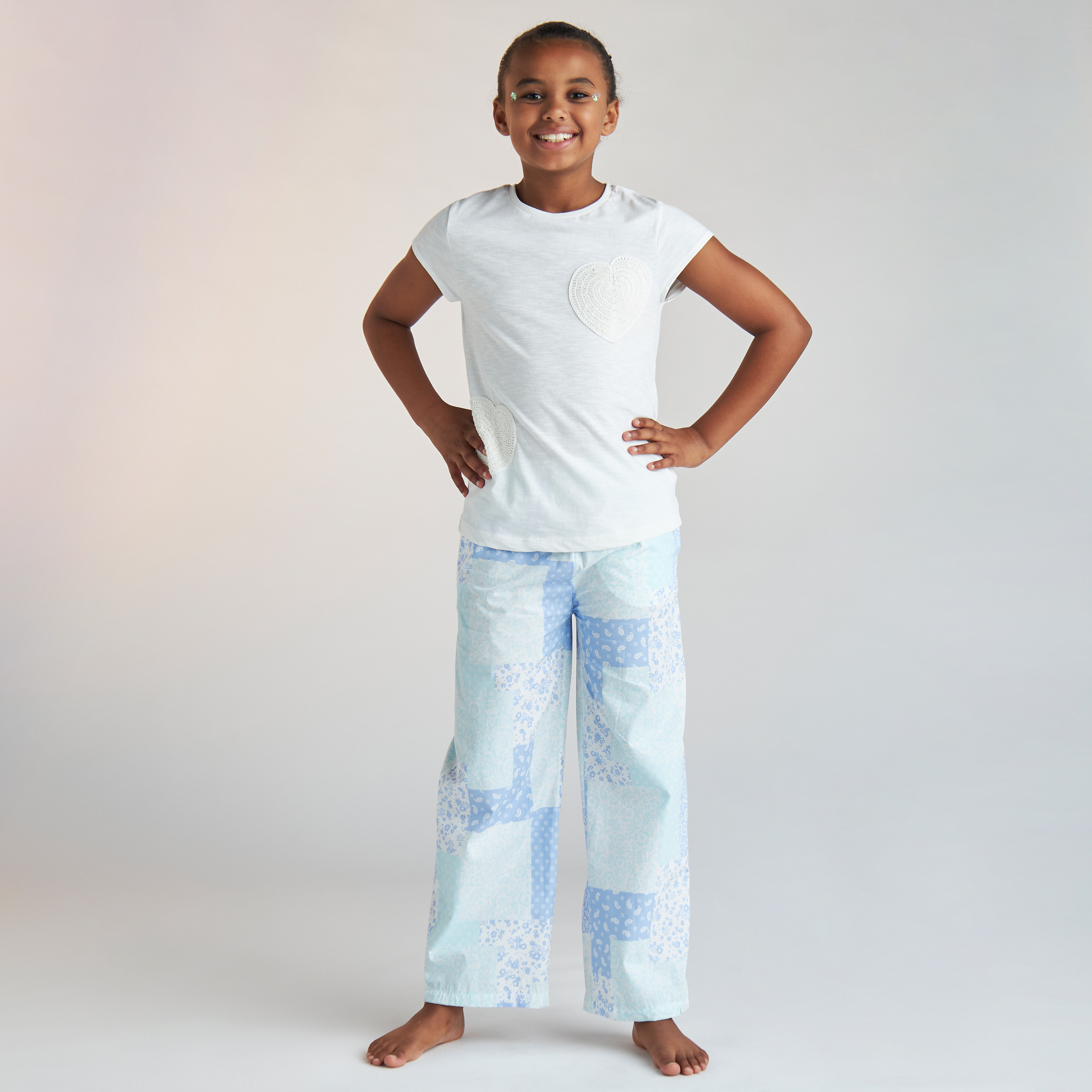 Juniors Applique Detail T-shirt and Pyjama Set-girls-clothing-nightwear-image-1