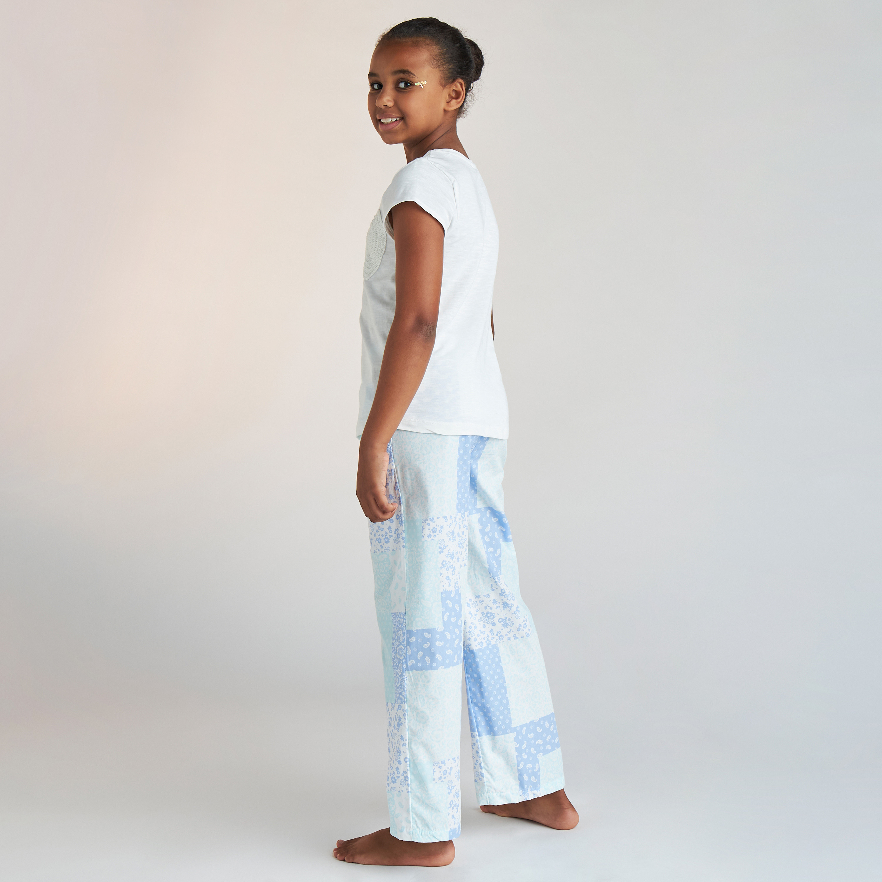 Juniors Applique Detail T-shirt and Pyjama Set-girls-clothing-nightwear-image-4