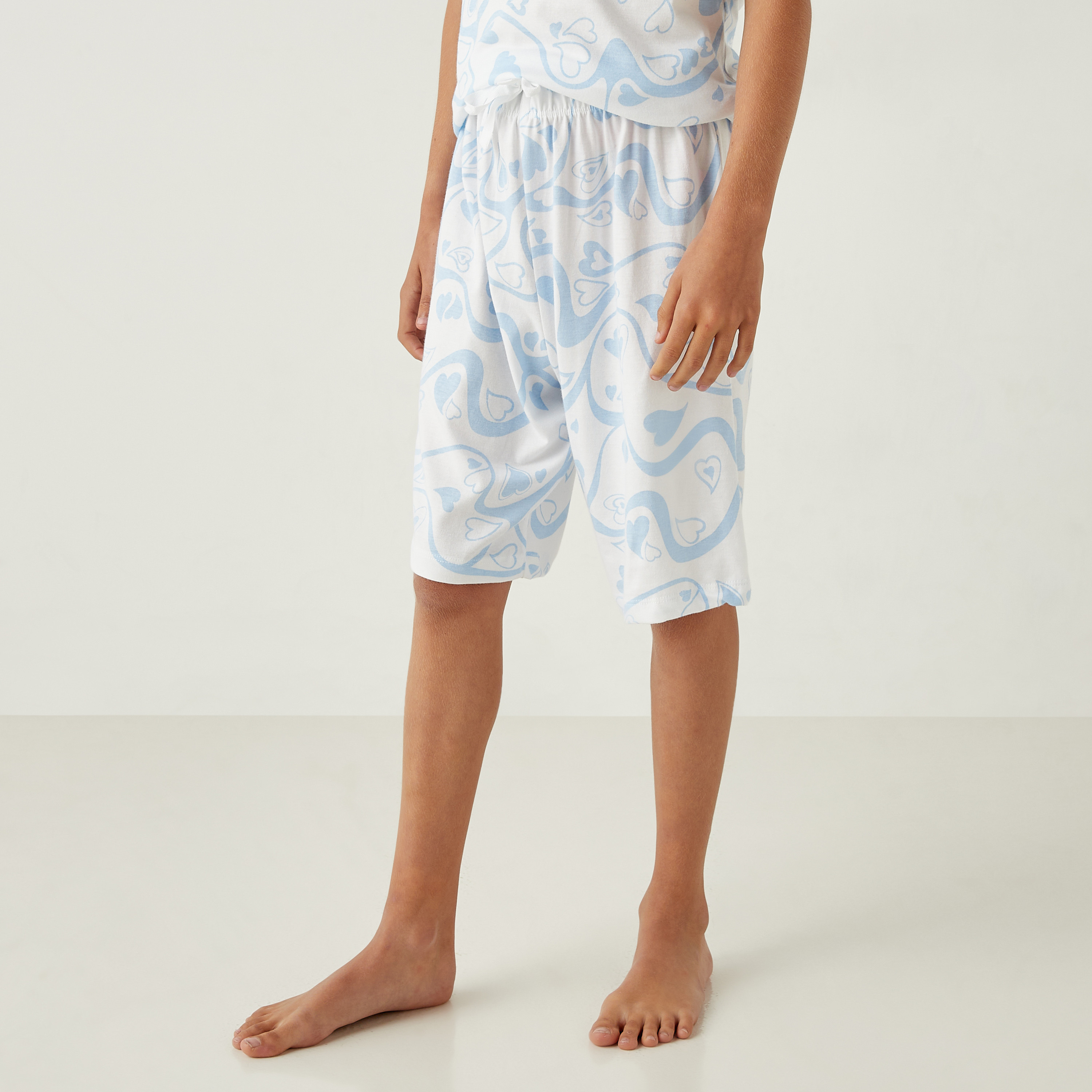 Juniors All-Over Heart Print T-shirt and Shorts Set-girls-clothing-nightwear-image-3