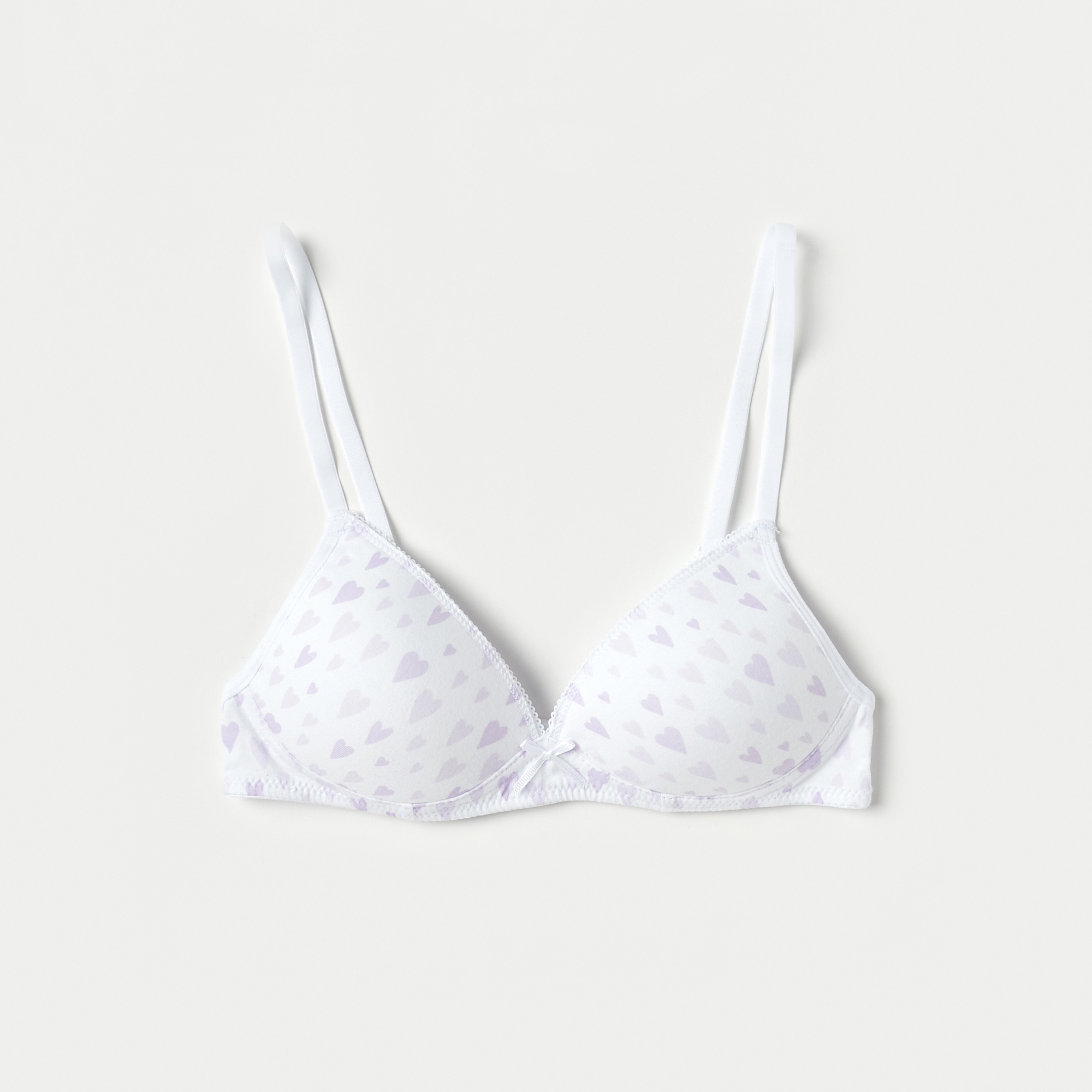 Juniors Printed Bow Applique Bra with Hook and Eye Closure - Set of 2-girls-clothing-innerwear-bras-image-1