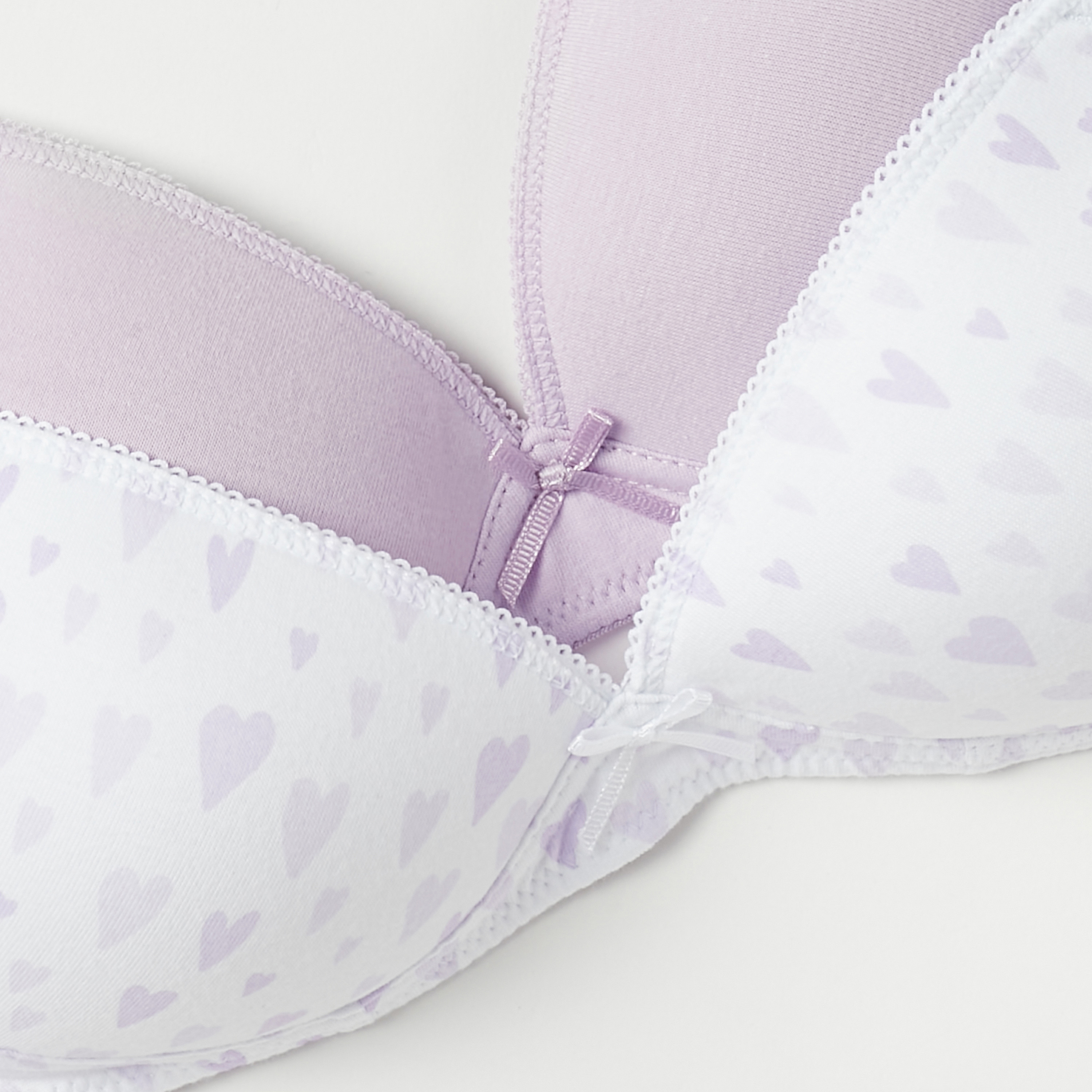 Juniors Printed Bow Applique Bra with Hook and Eye Closure - Set of 2-girls-clothing-innerwear-bras-image-3