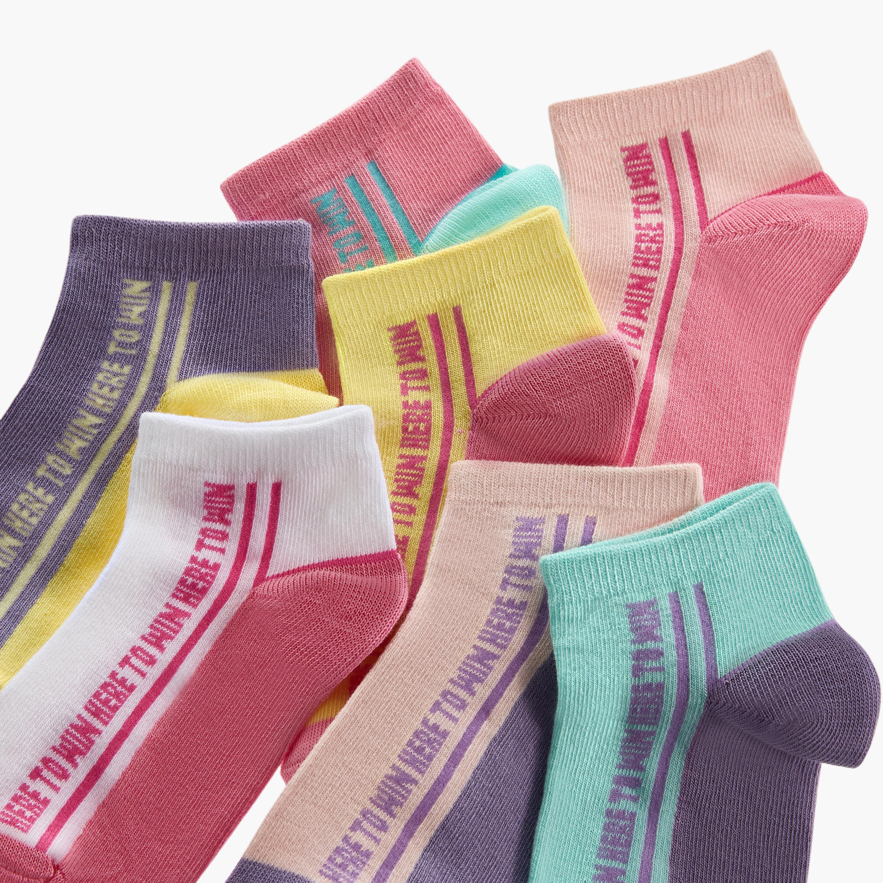 Juniors Slogan Print Ankle Length Socks - Set of 7-girls-accessories-socks-image-3
