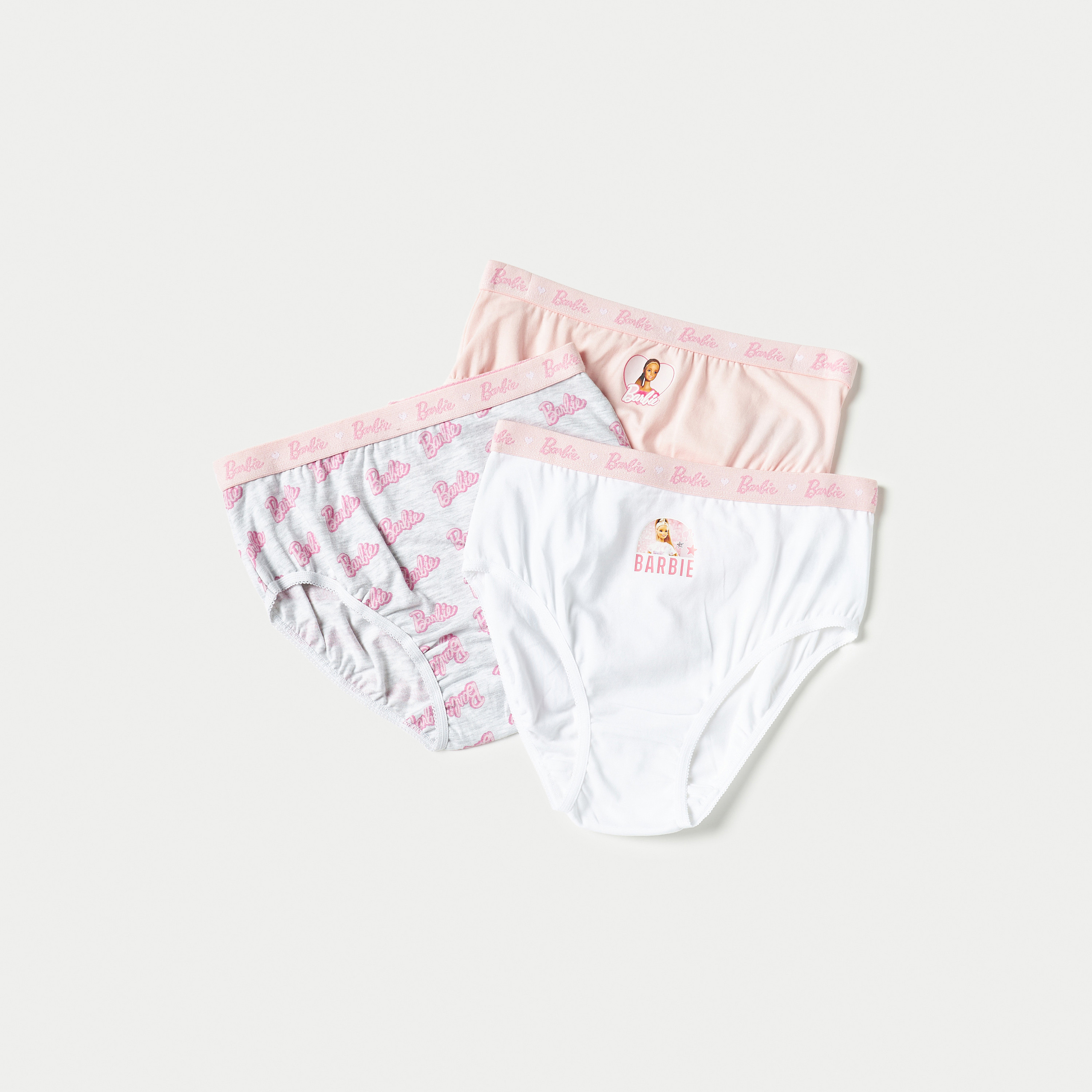 سراويل داخلية بخصر مطّاطي وطبعات باربي - طقم من 3 قطع-girls-clothing-multipacks-image-2