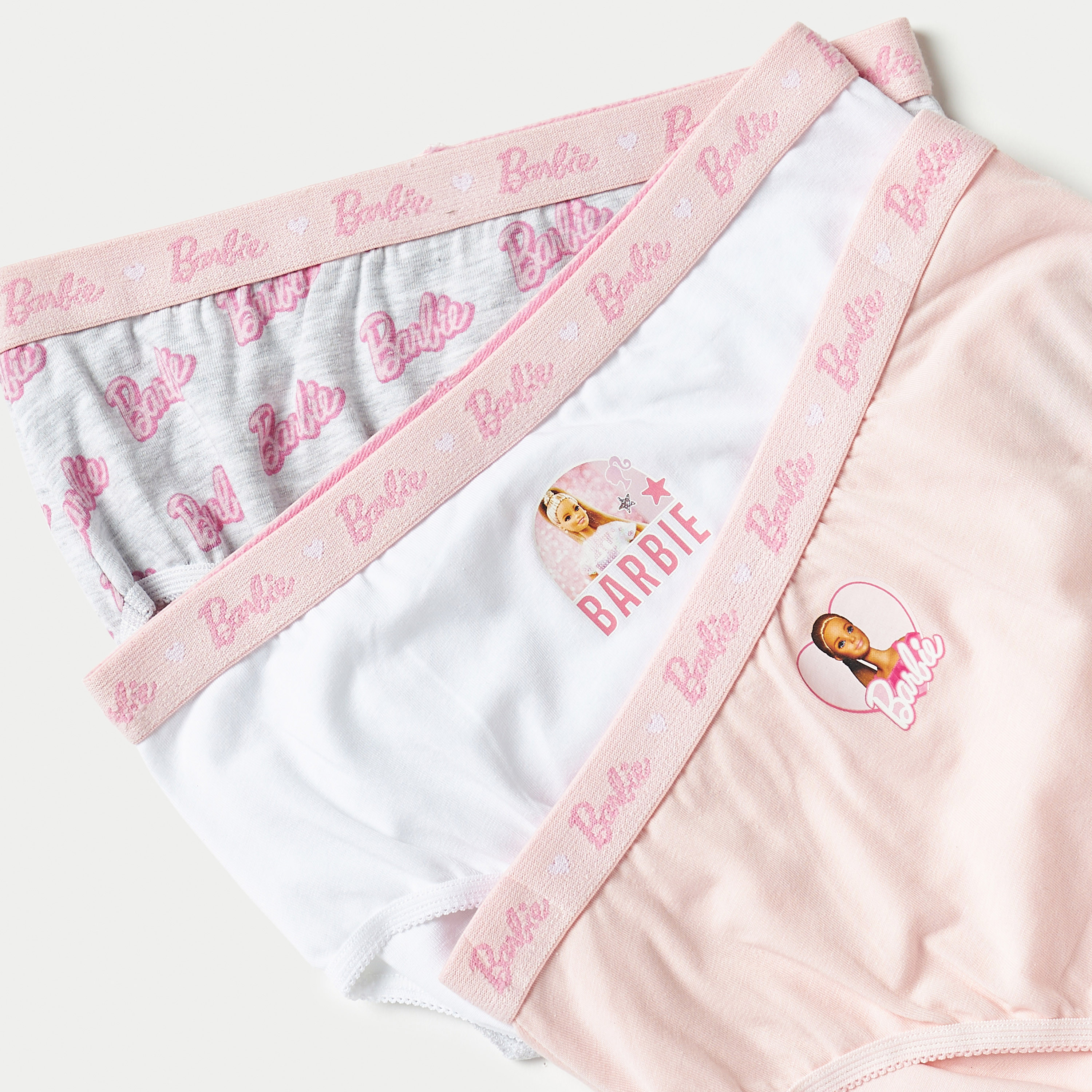 سراويل داخلية بخصر مطّاطي وطبعات باربي - طقم من 3 قطع-girls-clothing-multipacks-image-3