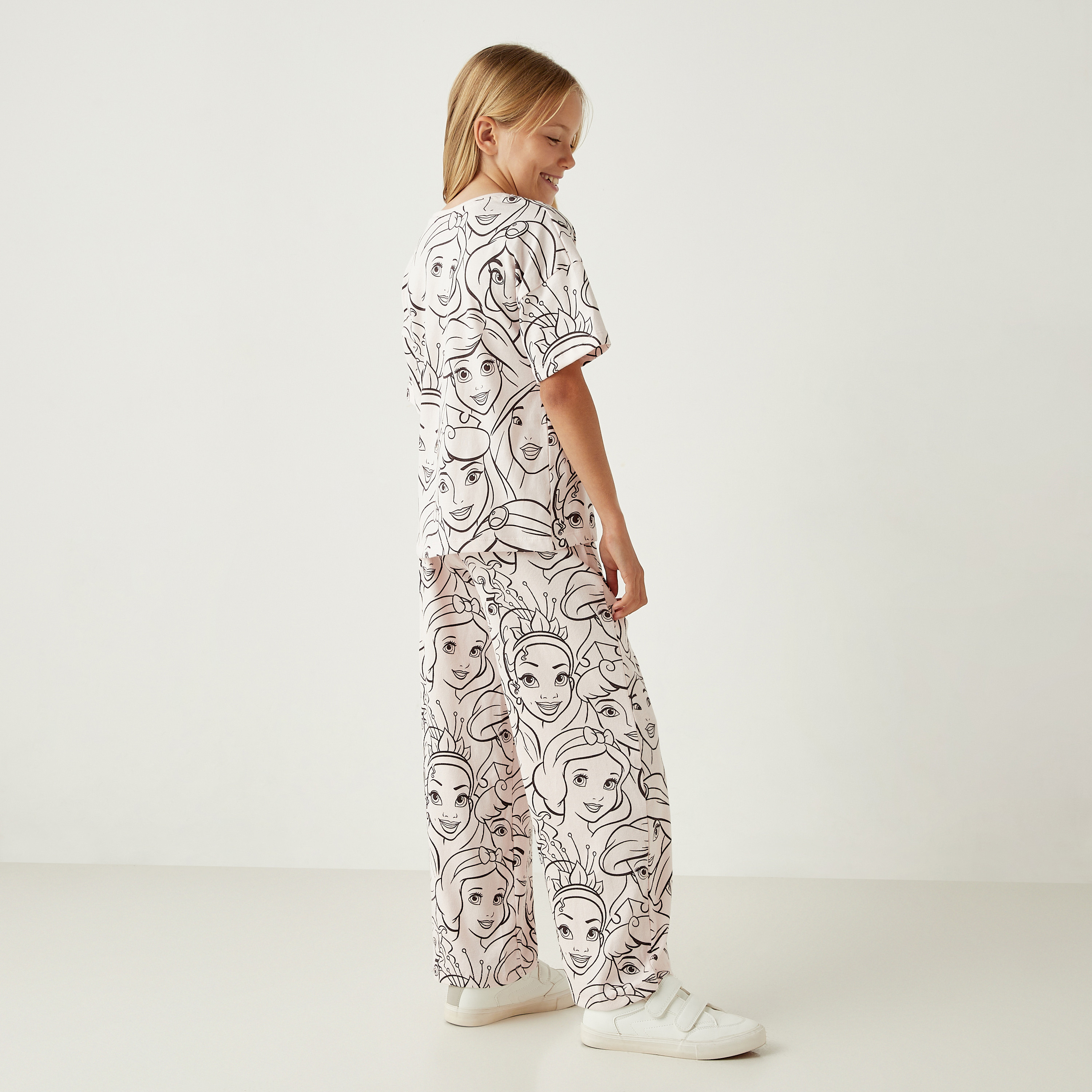 Disney All-Over Princess Print T-shirt and Pyjama Set-girls-clothing-nightwear-image-4