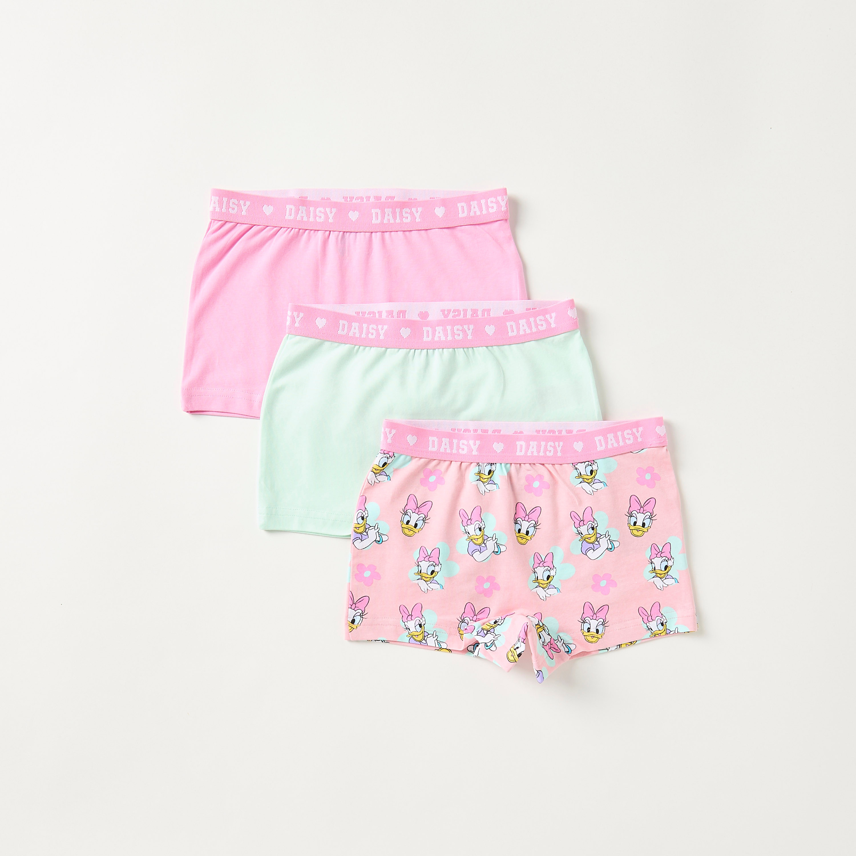 Disney Daisy Duck Print Boxers with Elasticated Waistband - Set of 3-girls-clothing-multipacks-image-1