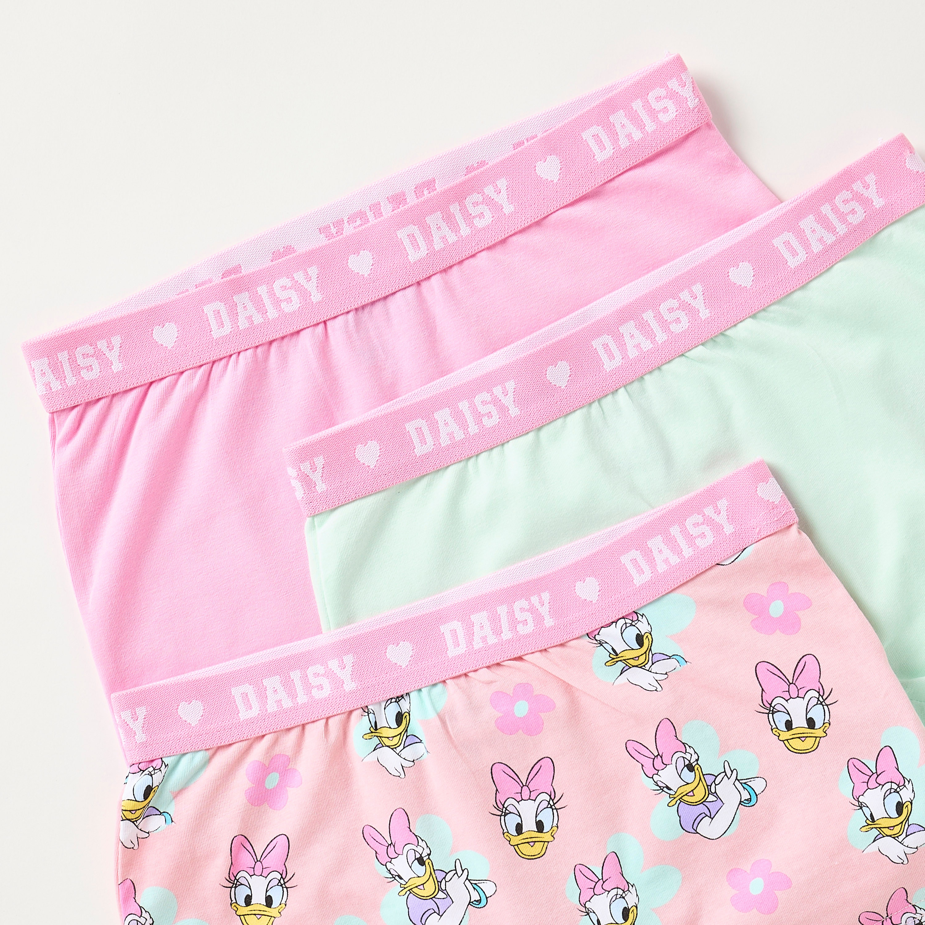 Disney Daisy Duck Print Boxers with Elasticated Waistband - Set of 3-girls-clothing-multipacks-image-5
