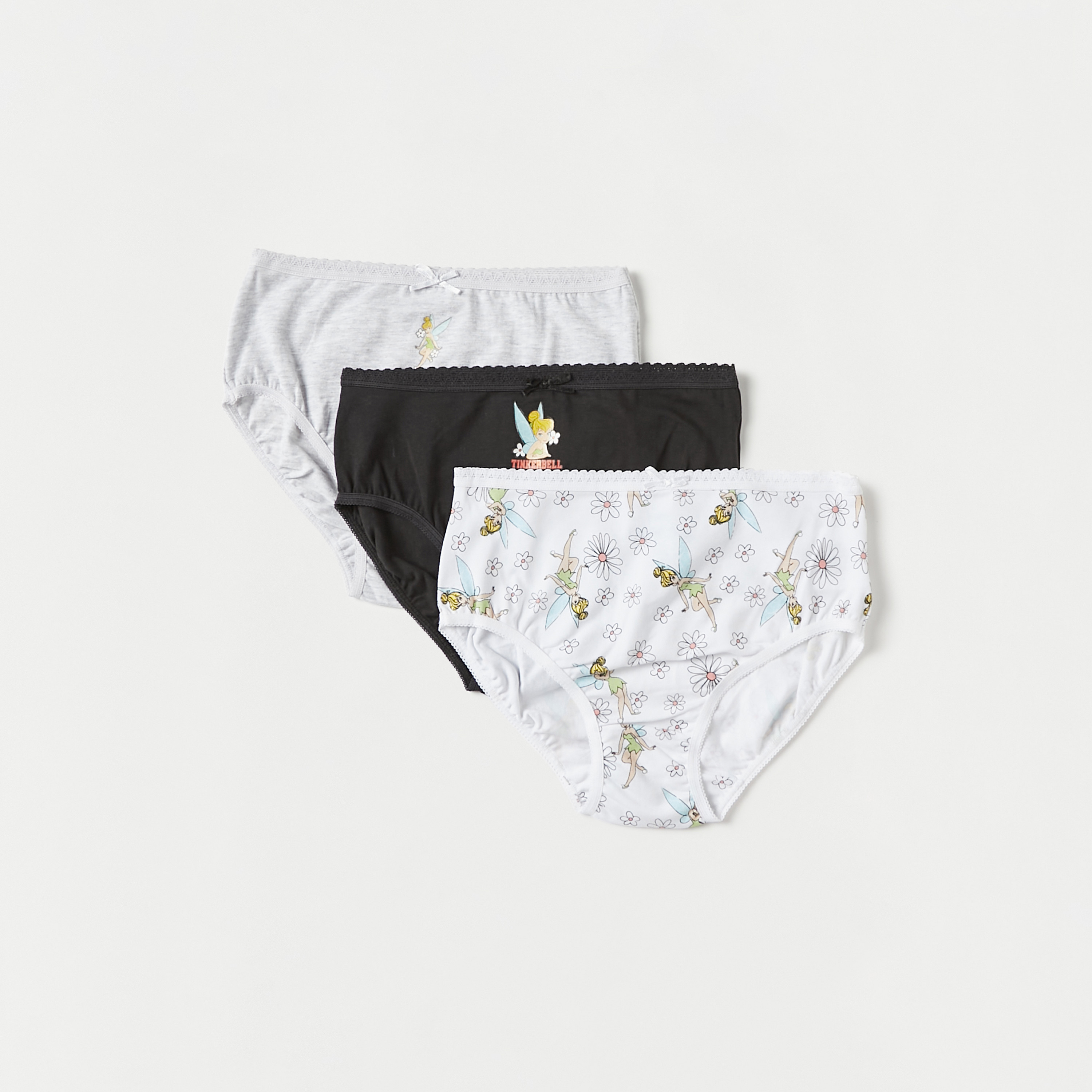 Disney Tinkerbell Print Briefs with Elasticated Waistband - Set of 3-girls-clothing-multipacks-image-1
