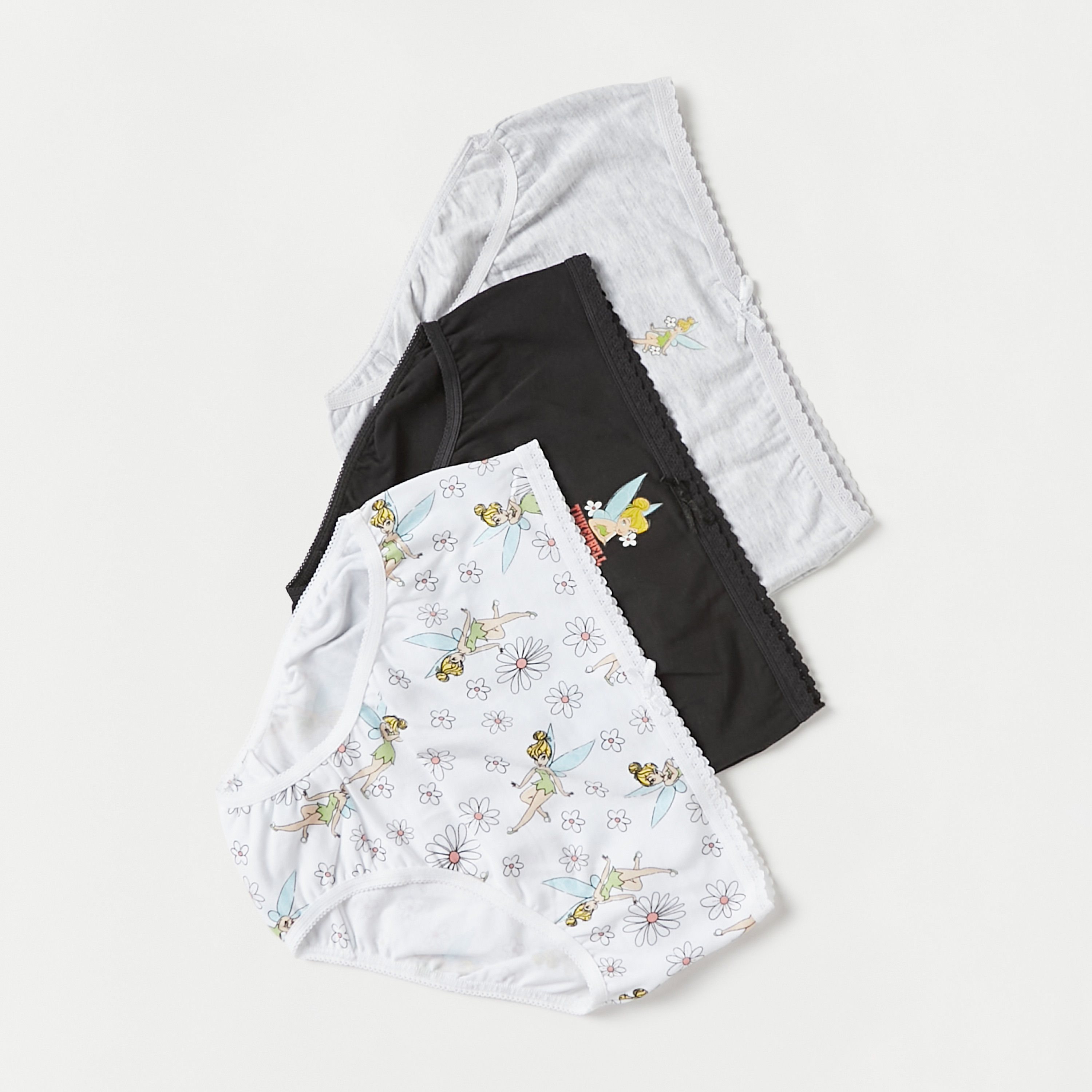 Disney Tinkerbell Print Briefs with Elasticated Waistband - Set of 3-girls-clothing-multipacks-image-2