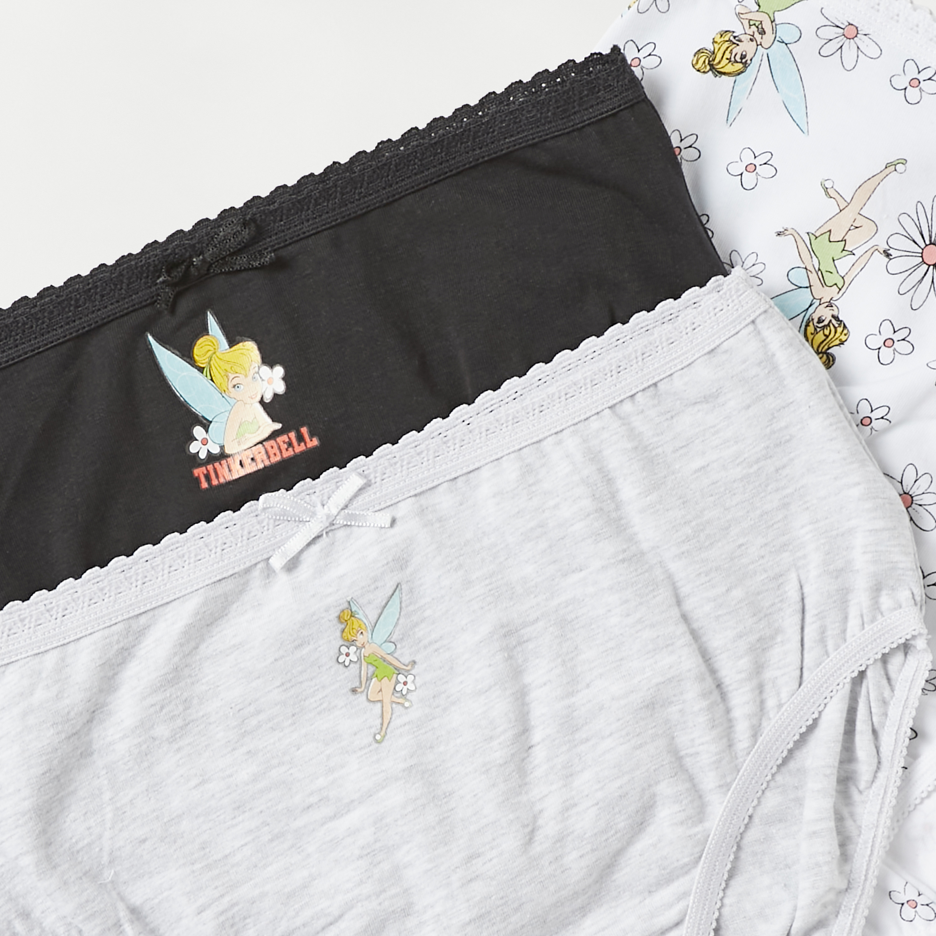 Disney Tinkerbell Print Briefs with Elasticated Waistband - Set of 3-girls-clothing-multipacks-image-3