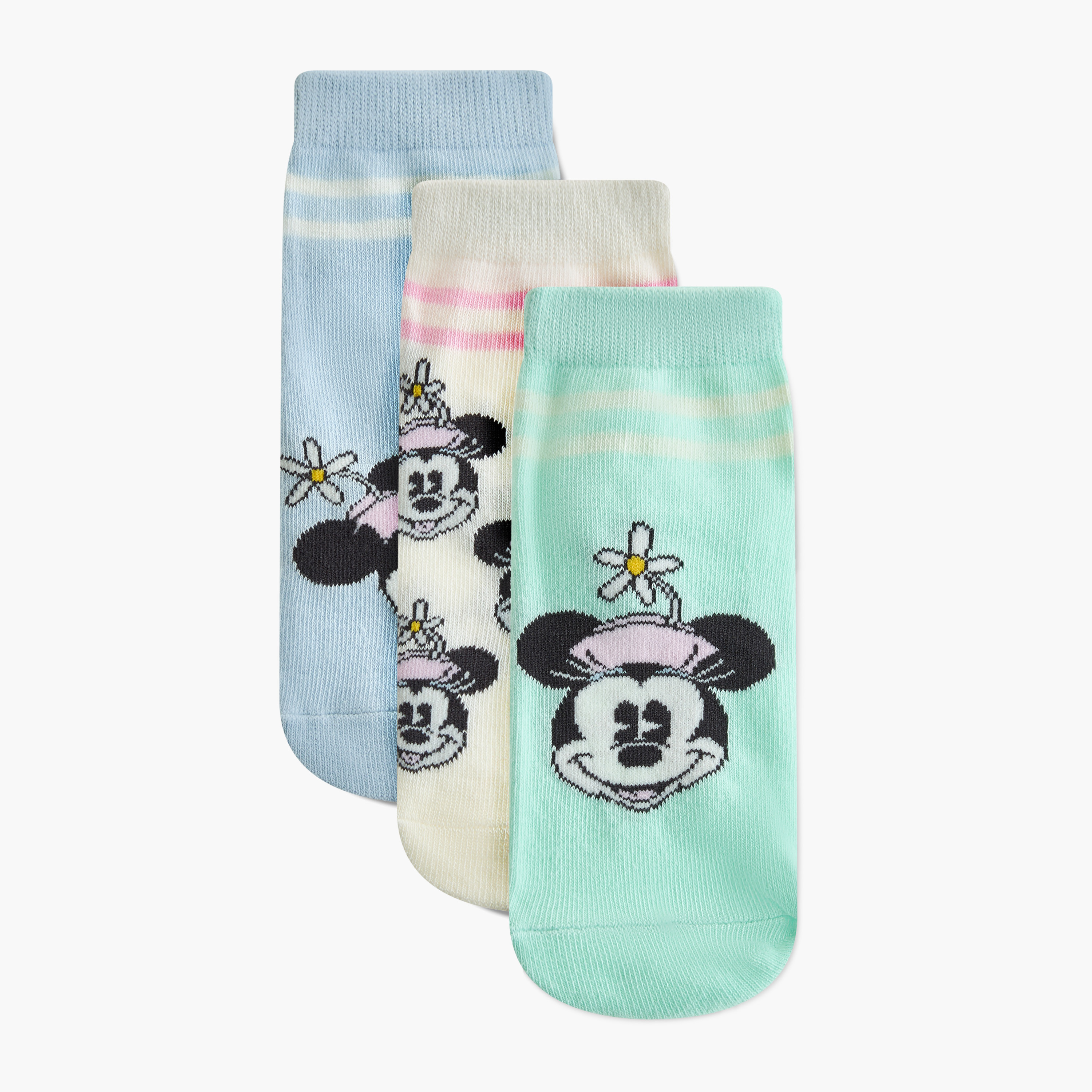 Disney Minnie Mouse Print Ankle Length Socks - Set of 3-girls-accessories-socks-image-1