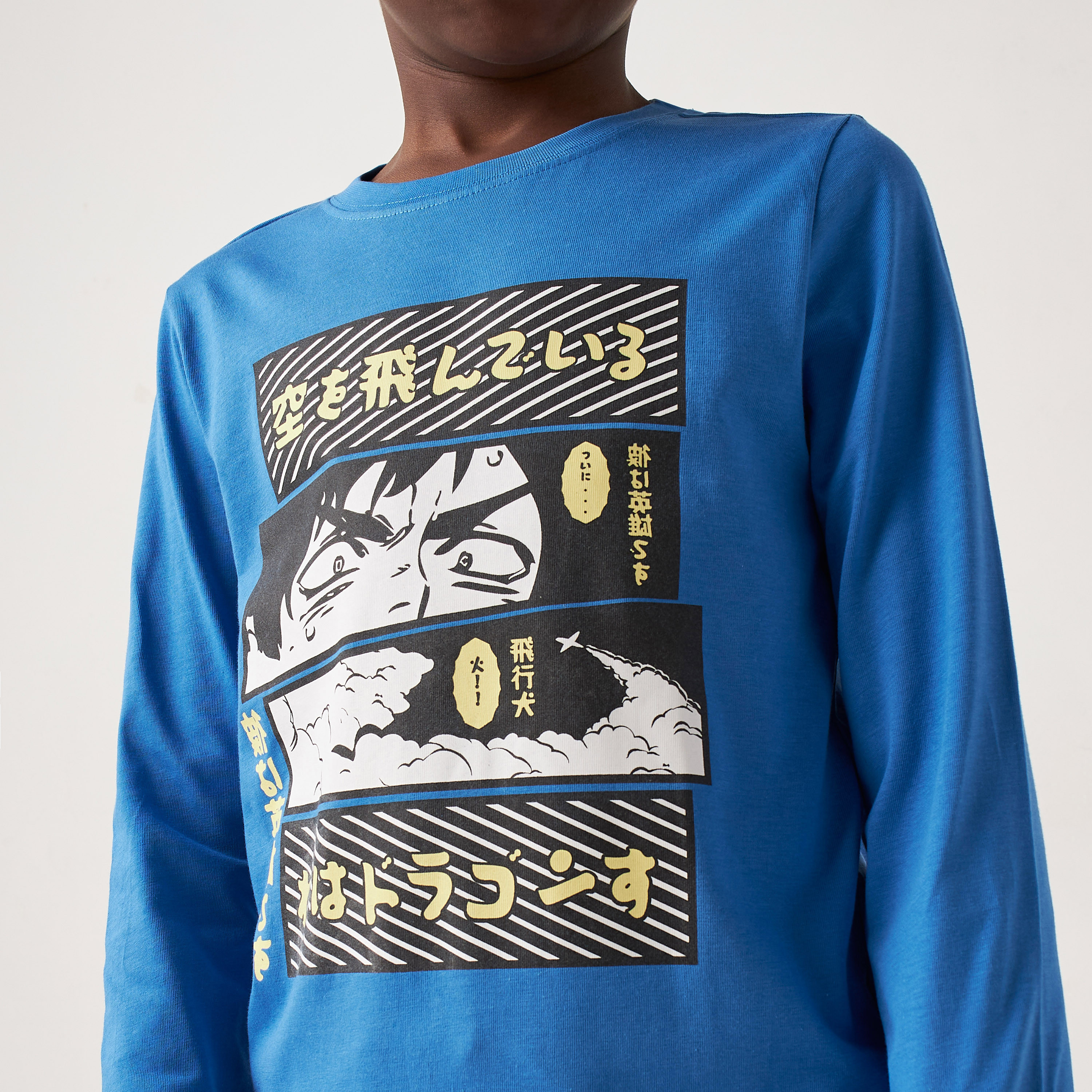 Juniors Graphic Print T-shirt with Long Sleeves-boys-clothing-tshirtsandpolos-image-3