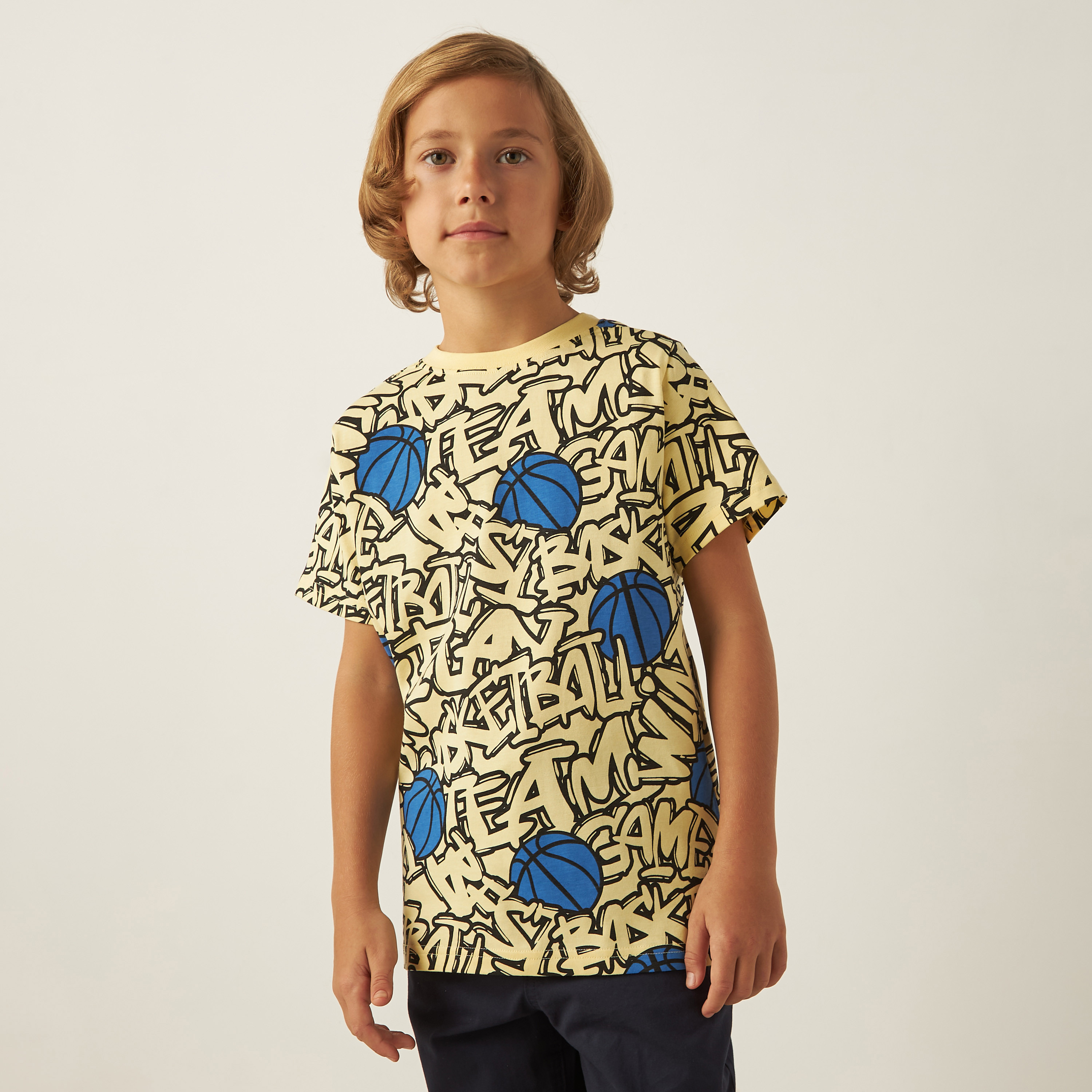 Juniors All-Over Graphic Print T-shirt with Short Sleeves and Crew Neck-boys-clothing-tshirtsandpolos-image-1