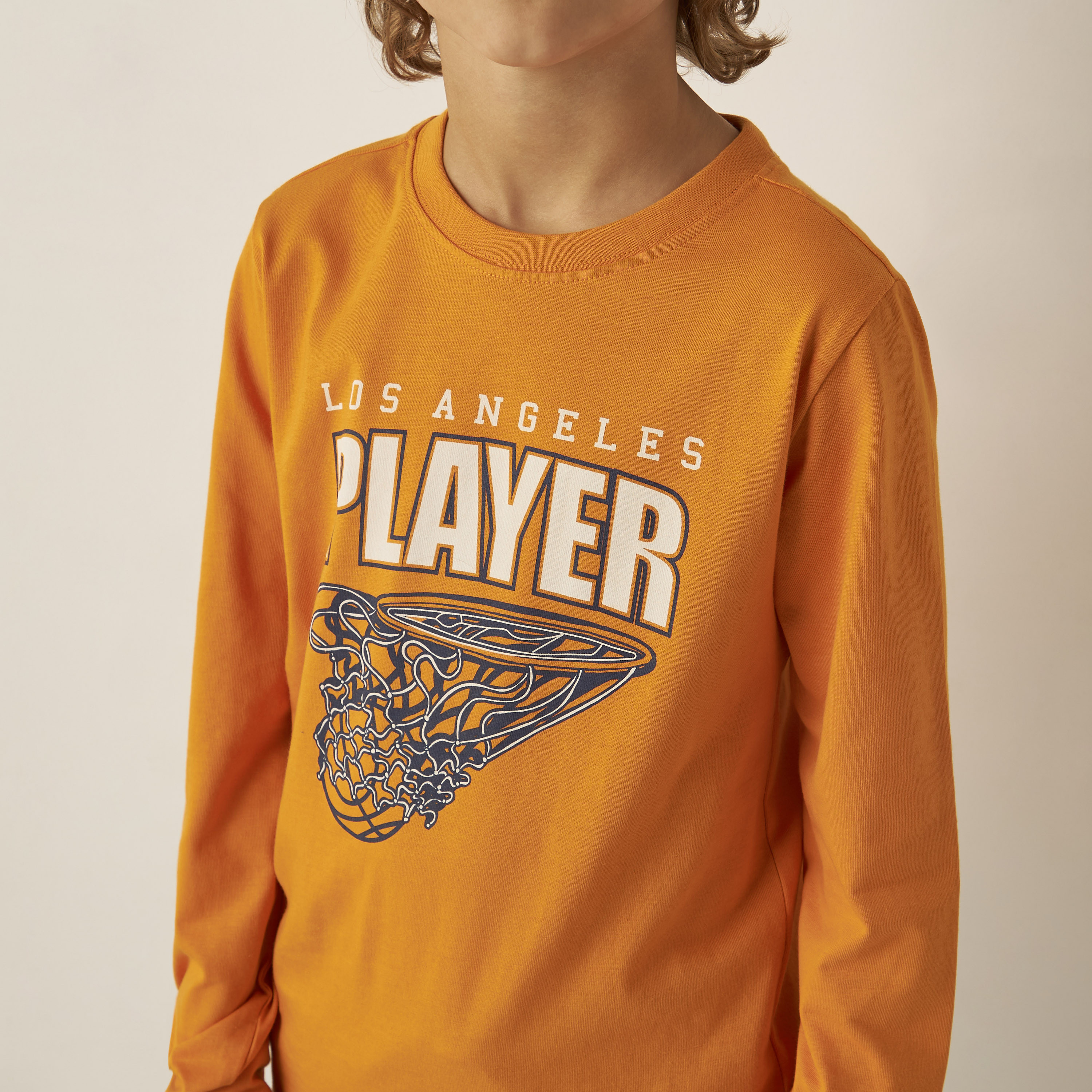 Juniors Graphic Print T-shirt with Long Sleeves and Crew Neck-boys-clothing-tshirtsandpolos-image-3