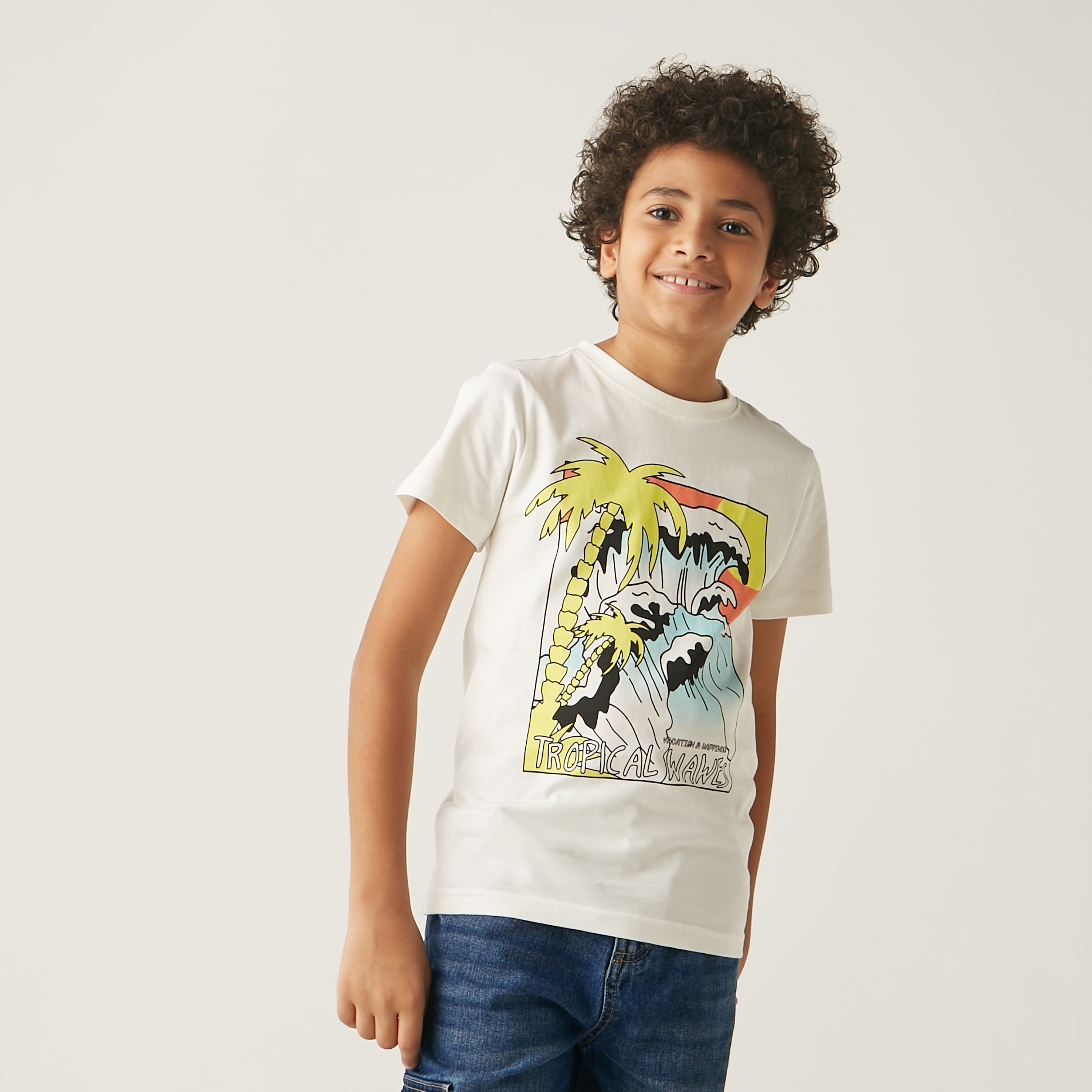 Juniors Graphic Print T-shirt with Short Sleeves-boys-clothing-tshirtsandpolos-image-1