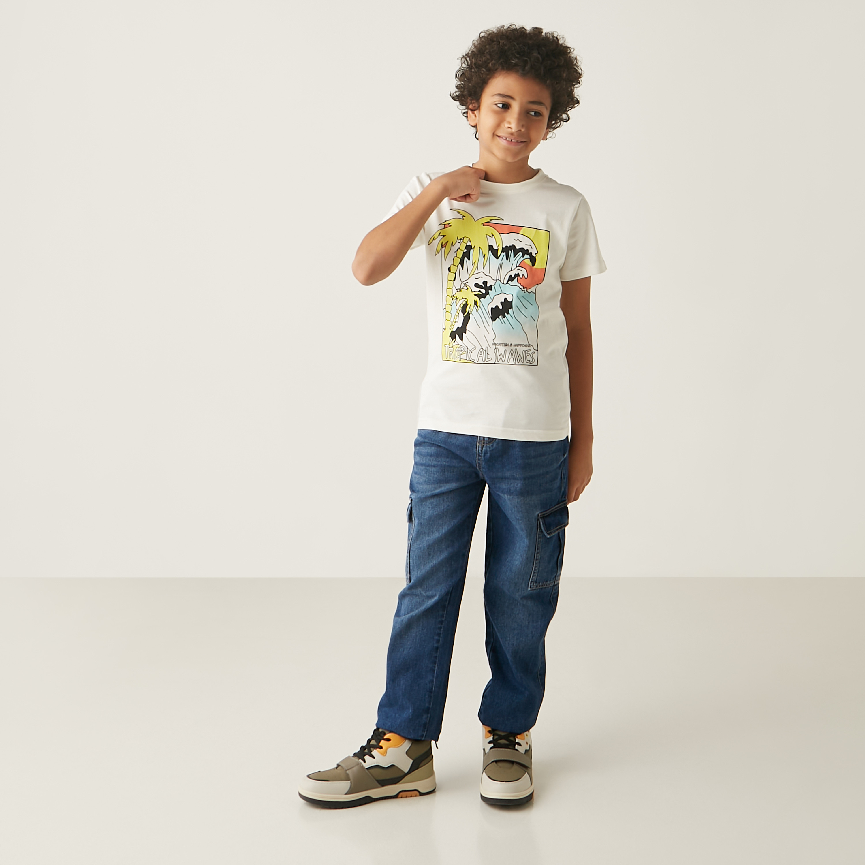 Juniors Graphic Print T-shirt with Short Sleeves-boys-clothing-tshirtsandpolos-image-2
