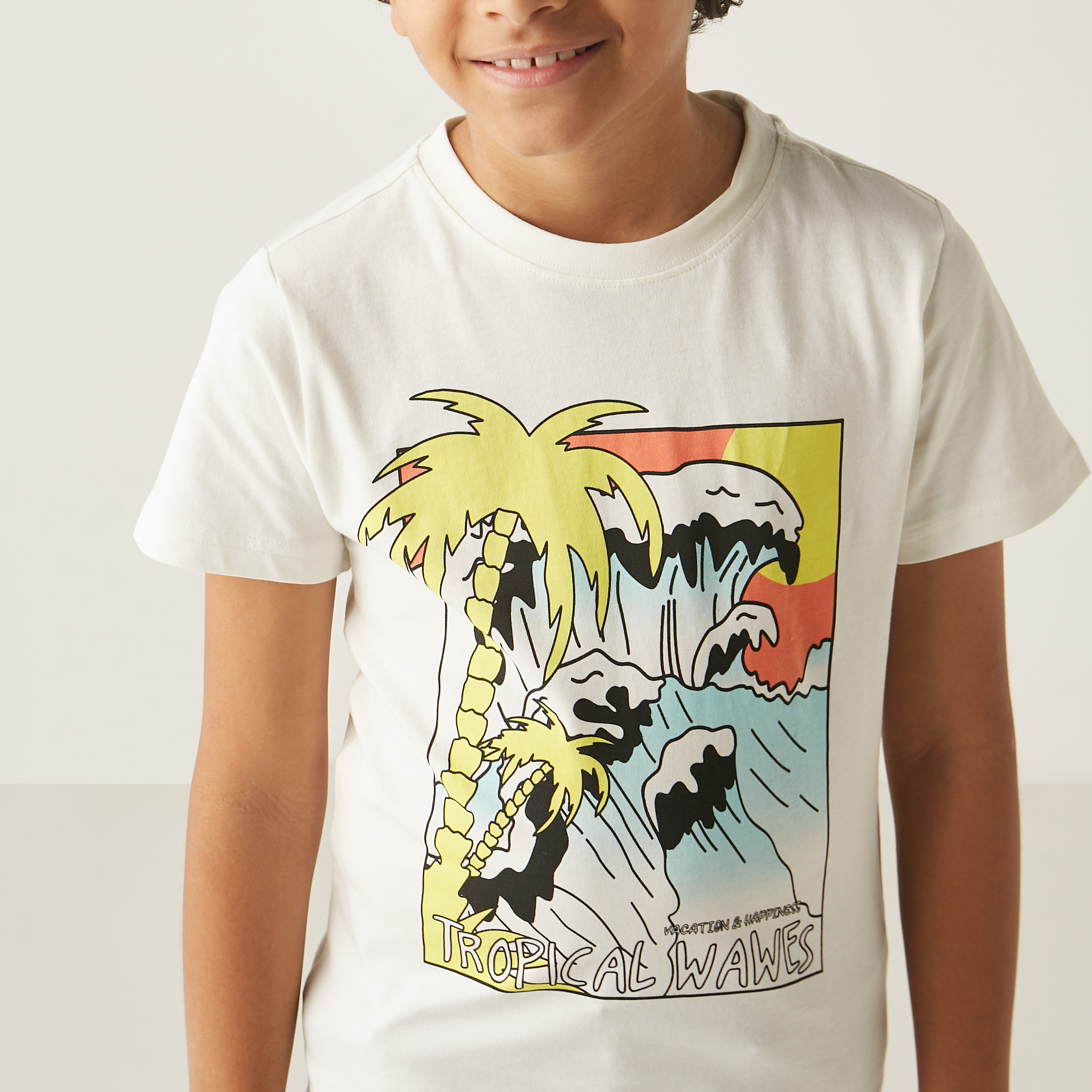 Juniors Graphic Print T-shirt with Short Sleeves-boys-clothing-tshirtsandpolos-image-4