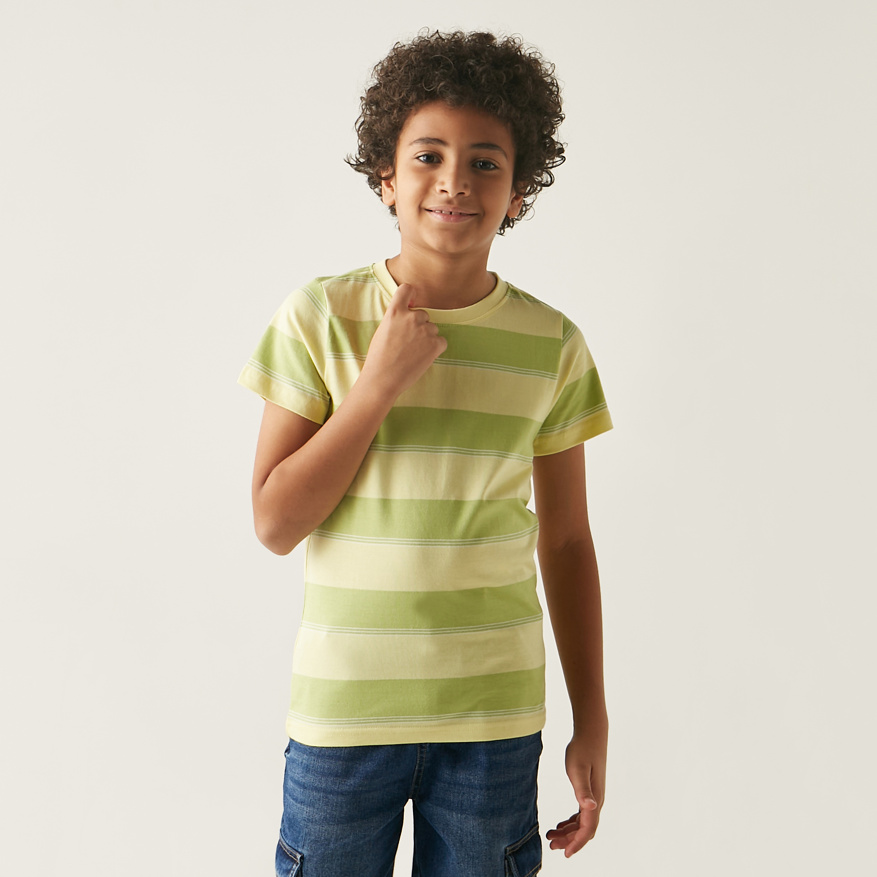 Juniors All-Over Striped T-shirt with Short Sleeves and Crew Neck-boys-clothing-tshirtsandpolos-image-1