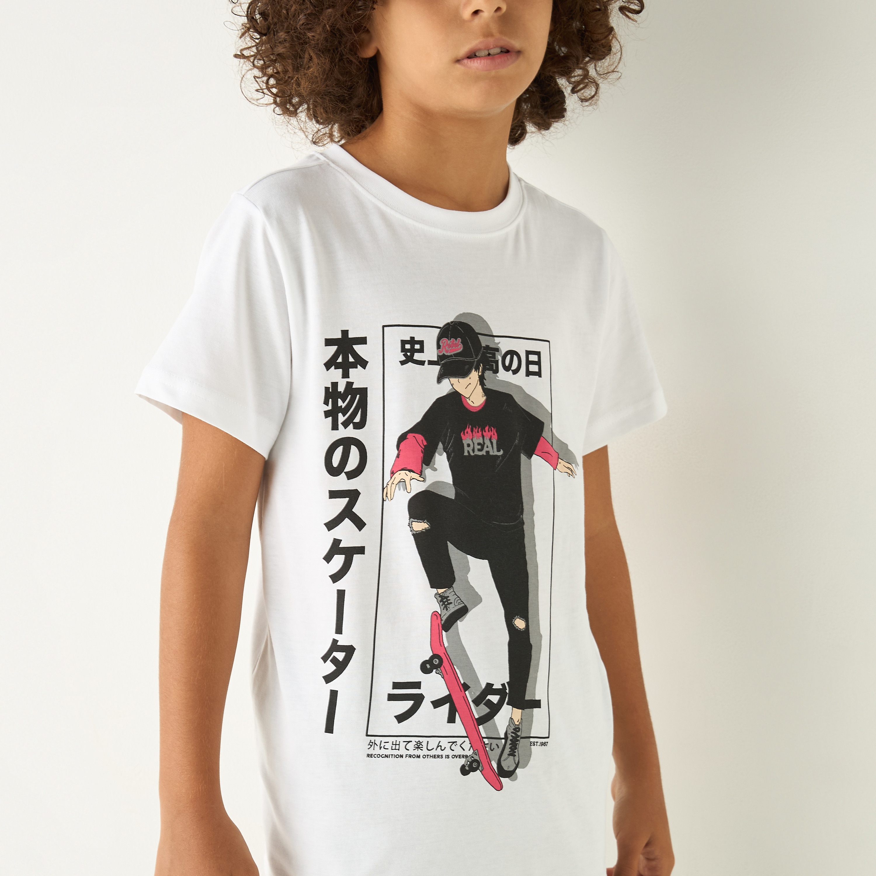 Juniors Graphic Print T-shirt with Short Sleeves-boys-clothing-tshirtsandpolos-image-4