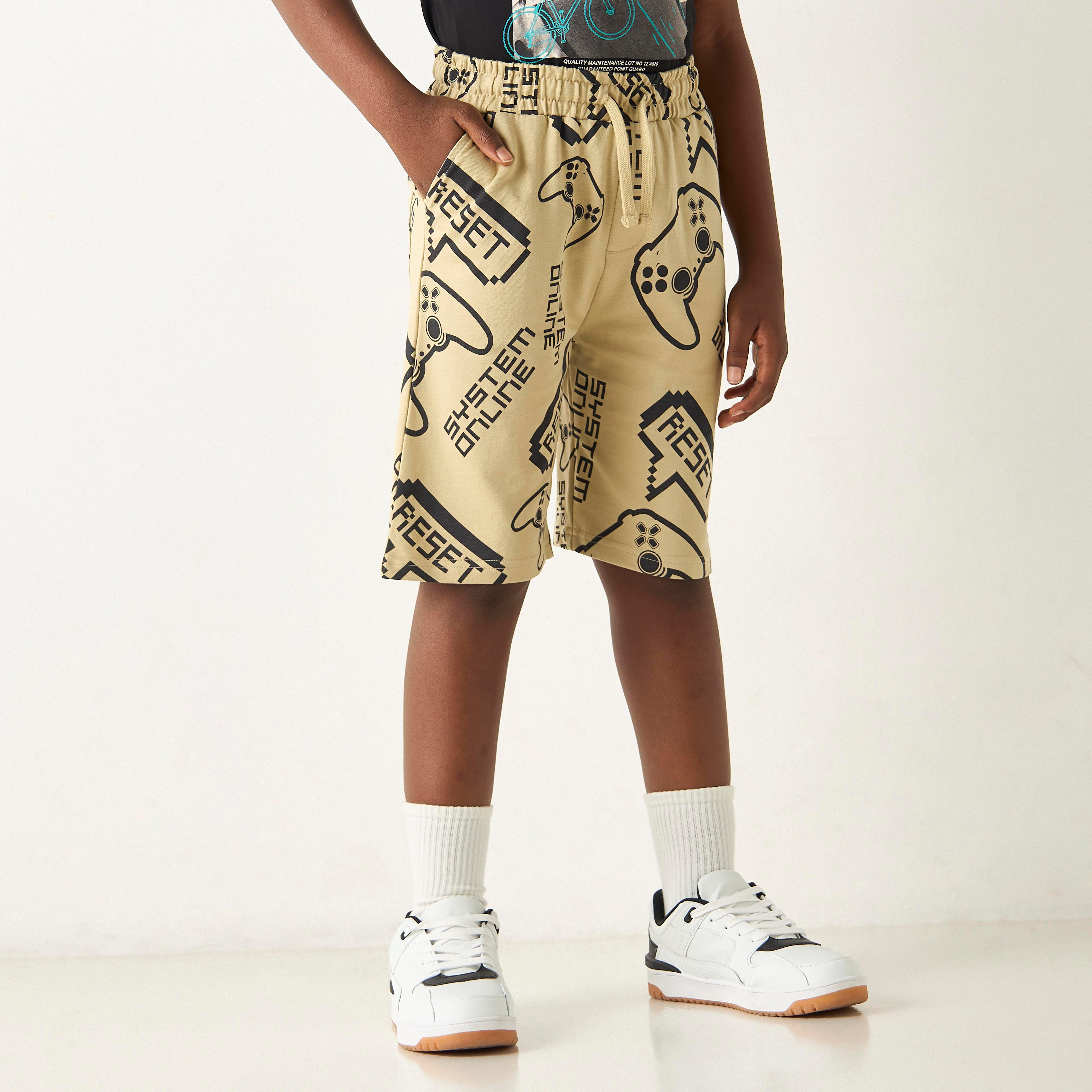 Juniors Gamer Print Shorts with Drawstring Closure-boys-clothing-bottoms-shorts-image-1