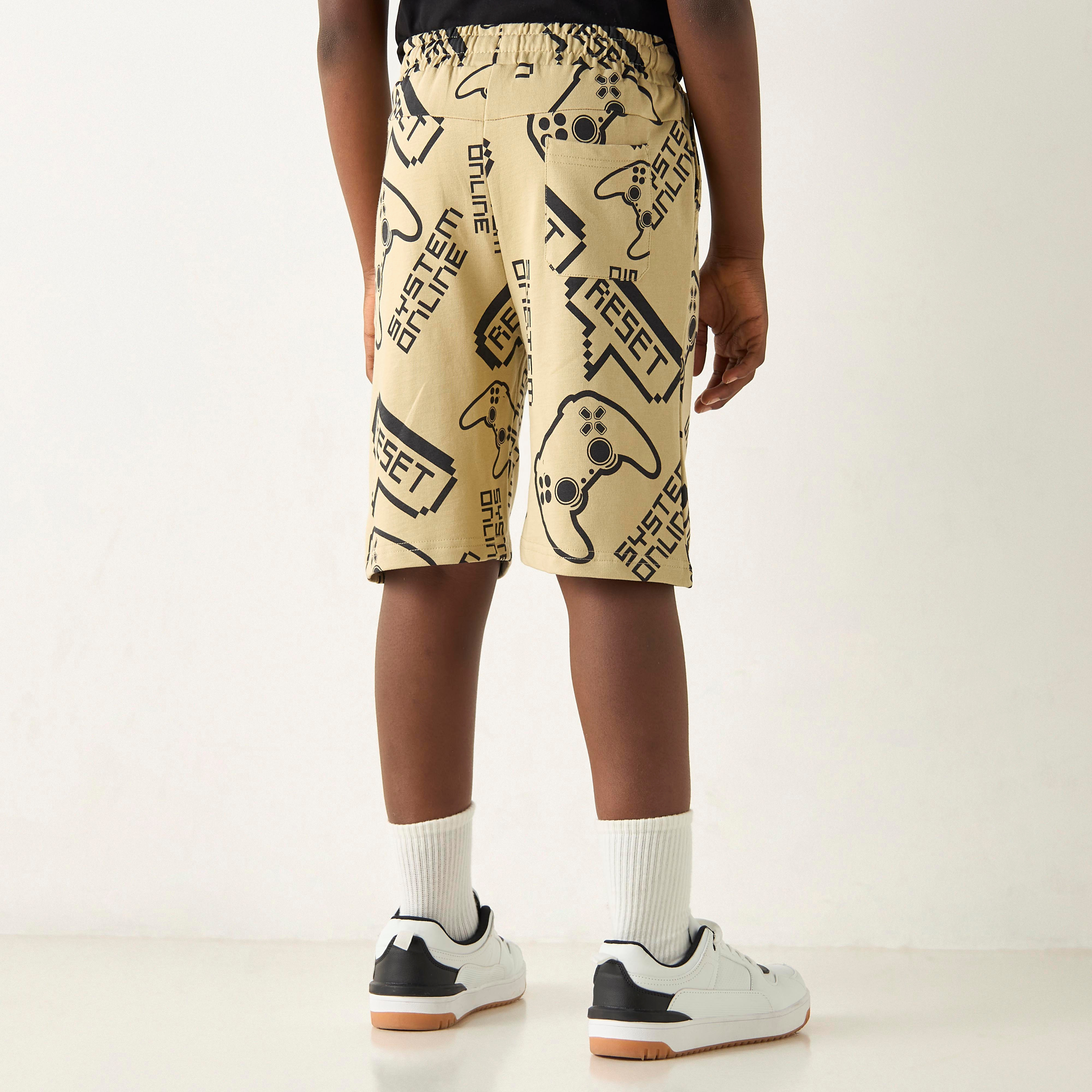 Juniors Gamer Print Shorts with Drawstring Closure-boys-clothing-bottoms-shorts-image-3