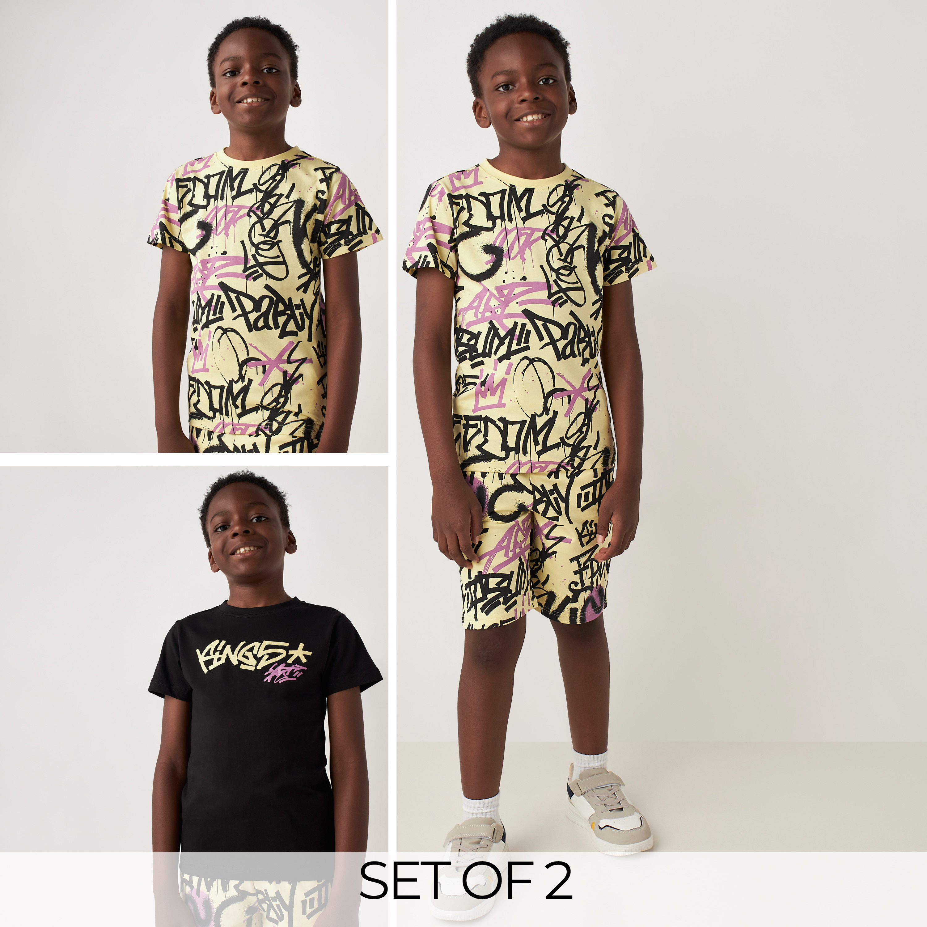 طقم شورت وتيشيرت 3 قطع بطبعات جرافيتي من جونيورز-boys-clothing-setsandcoords-image-1