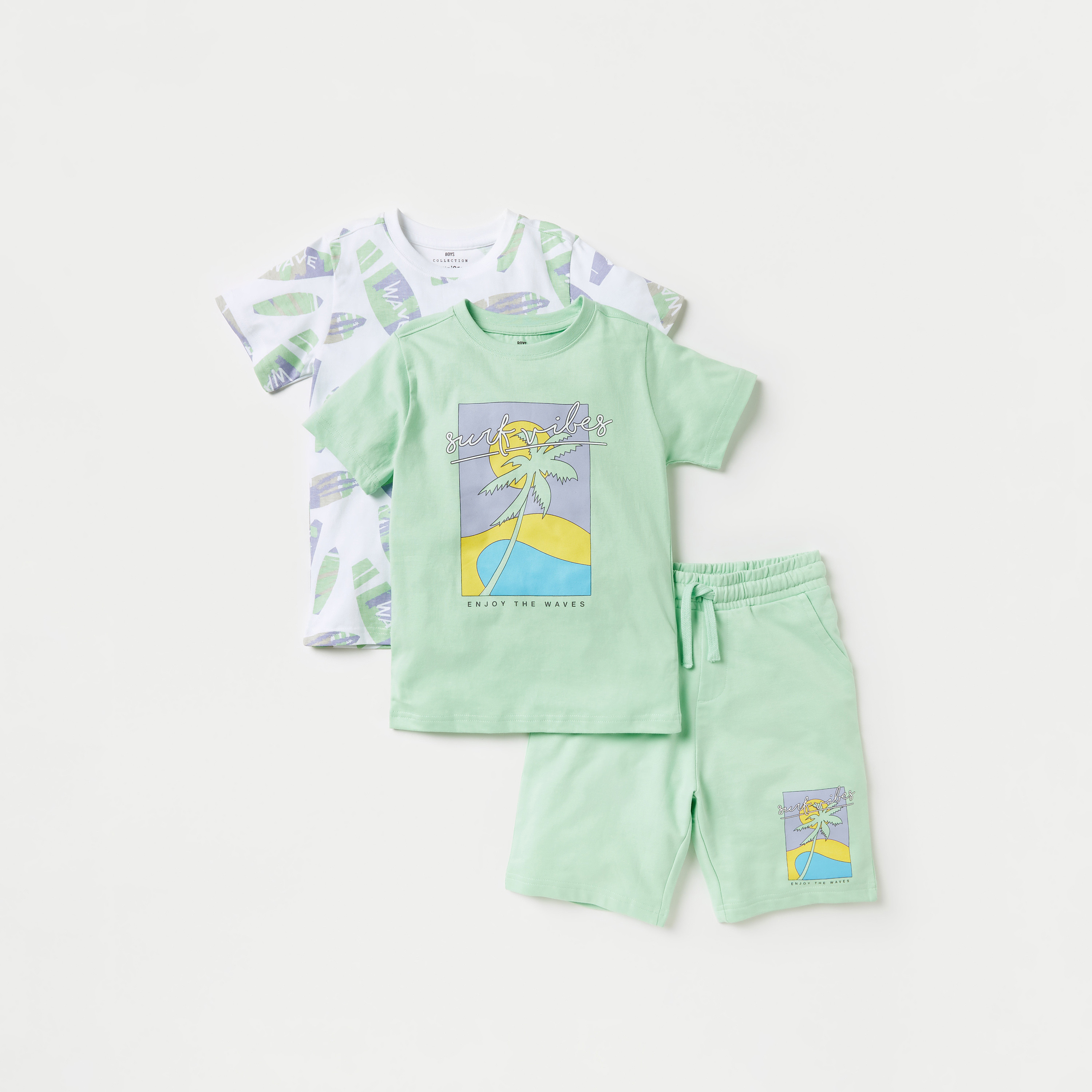 Juniors 3-Piece Printed T-shirt and Shorts Set-boys-clothing-setsandcoords-image-1