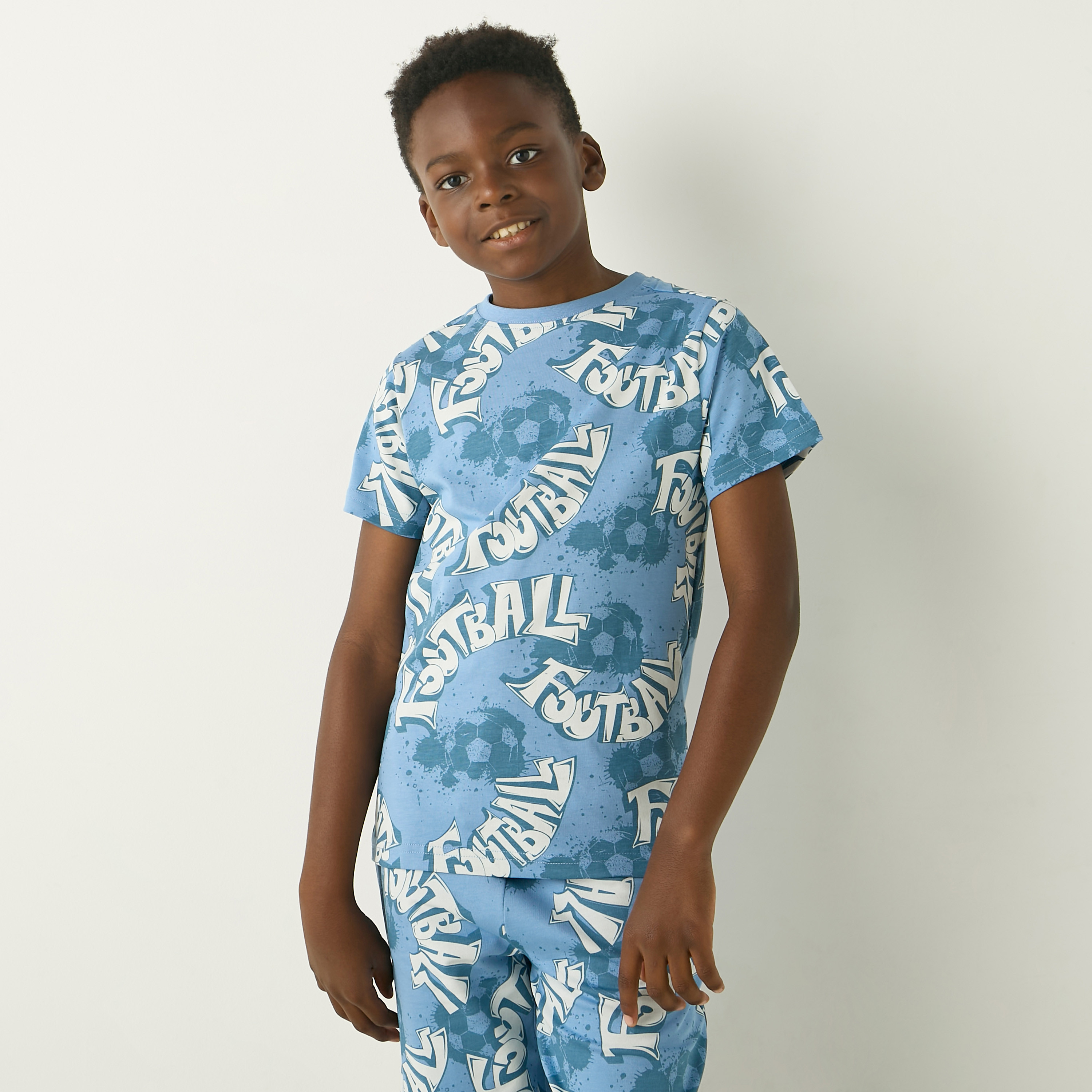 Juniors 3-Piece Football Print T-shirts and Shorts Set-boys-clothing-setsandcoords-image-2