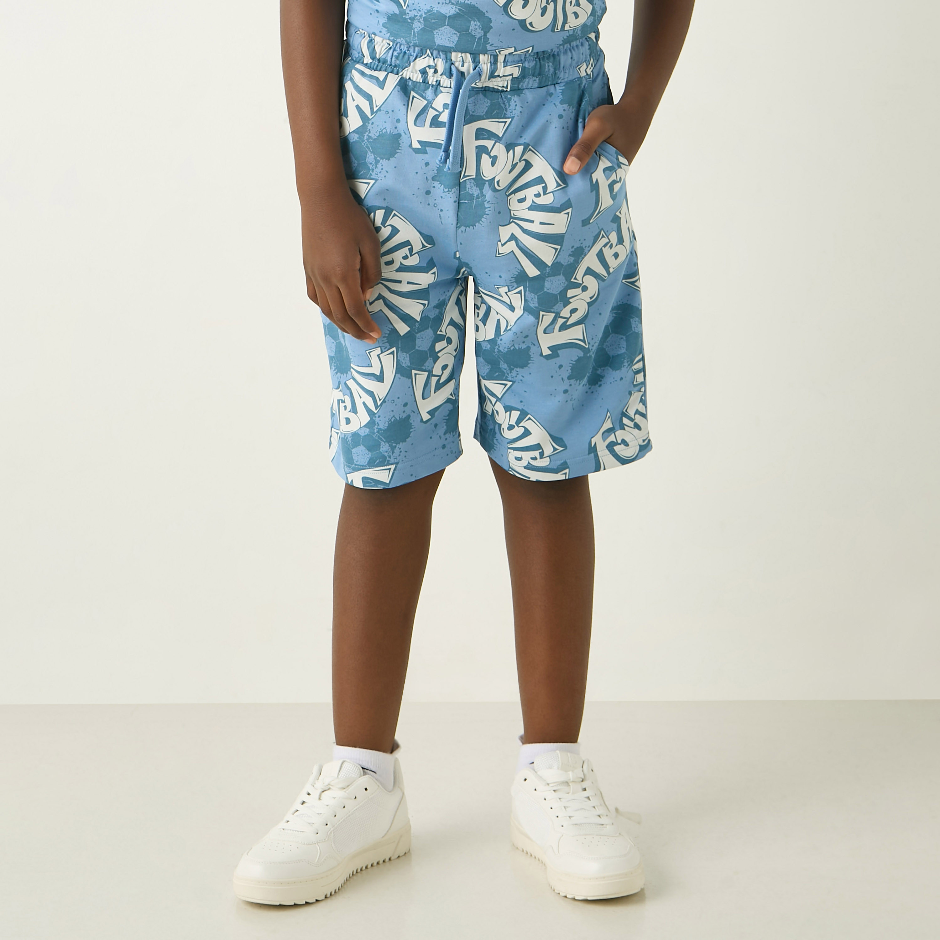 Juniors 3-Piece Football Print T-shirts and Shorts Set-boys-clothing-setsandcoords-image-4