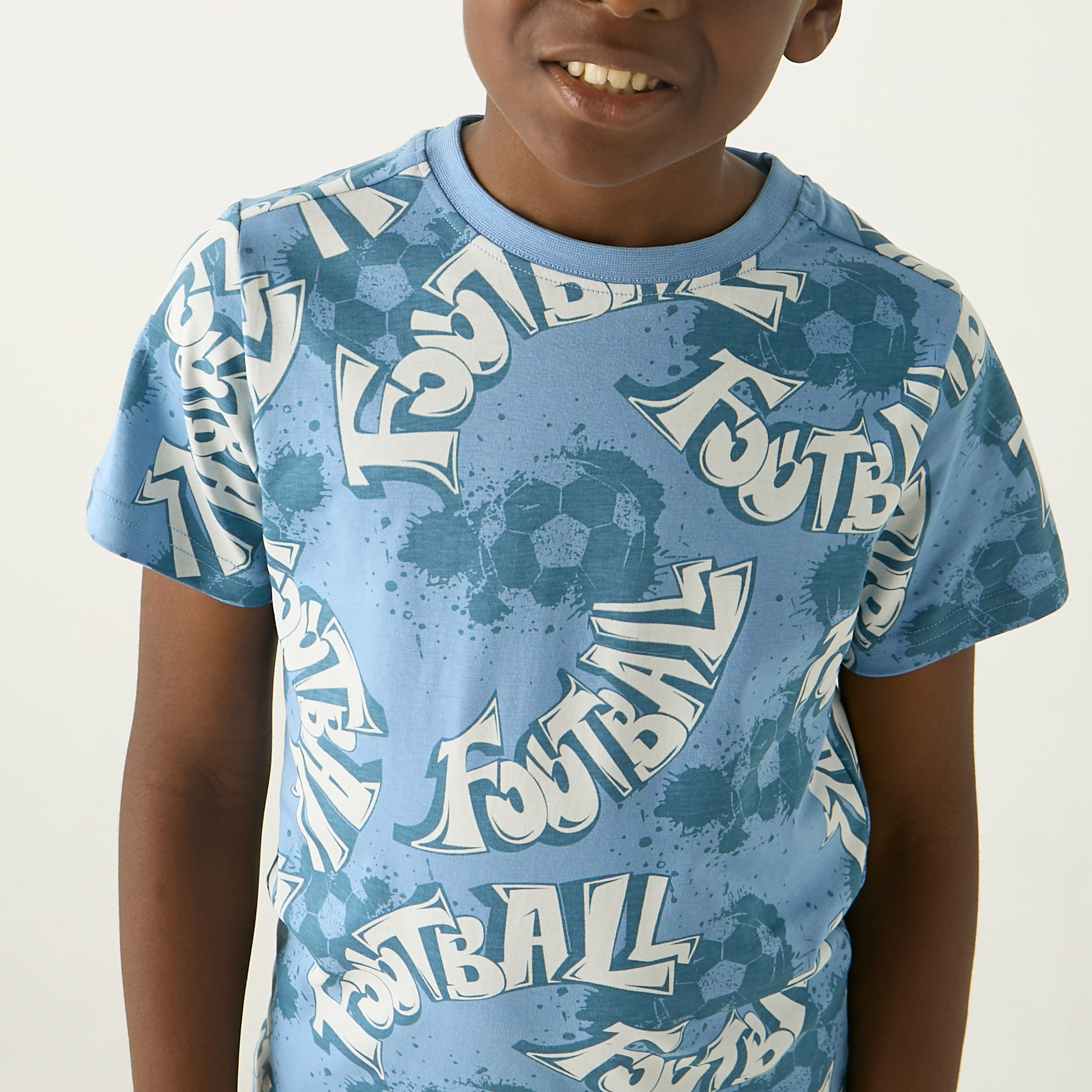 Juniors 3-Piece Football Print T-shirts and Shorts Set-boys-clothing-setsandcoords-image-5