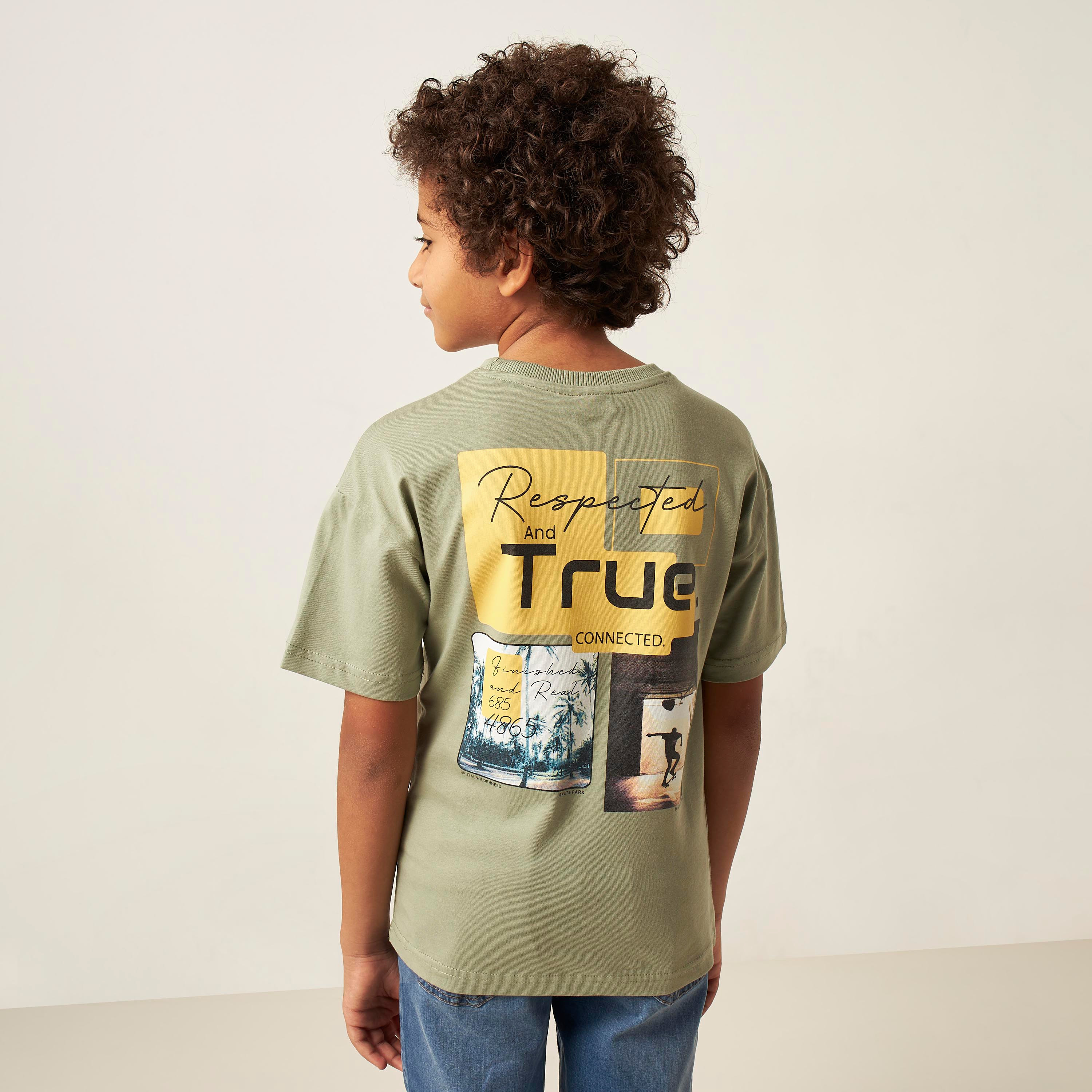 Juniors Graphic Print Crew Neck Cotton T-shirt-boys-clothing-tshirtsandpolos-image-4
