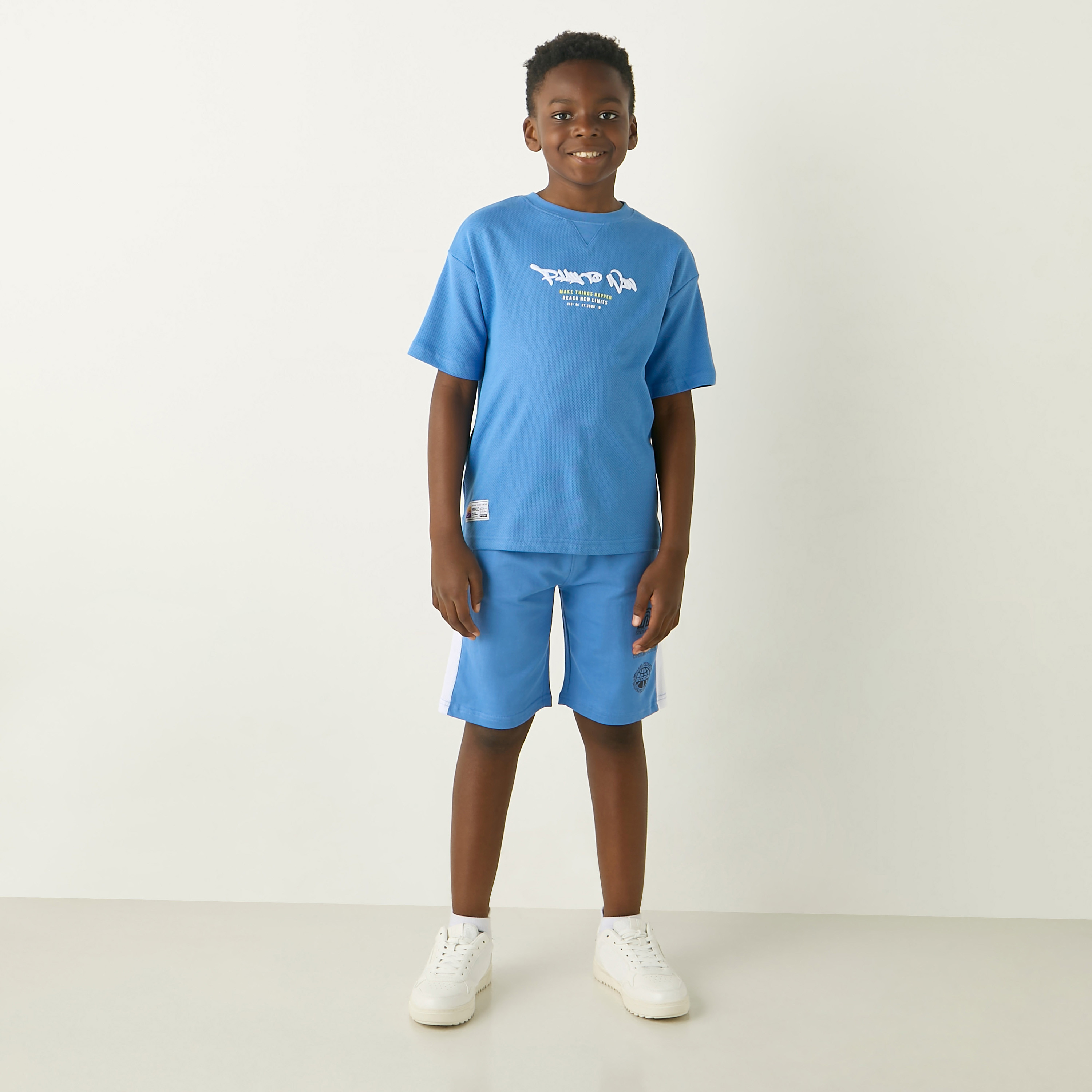 Juniors Typography Print Shorts with Drawstring Closure-boys-clothing-bottoms-shorts-image-2