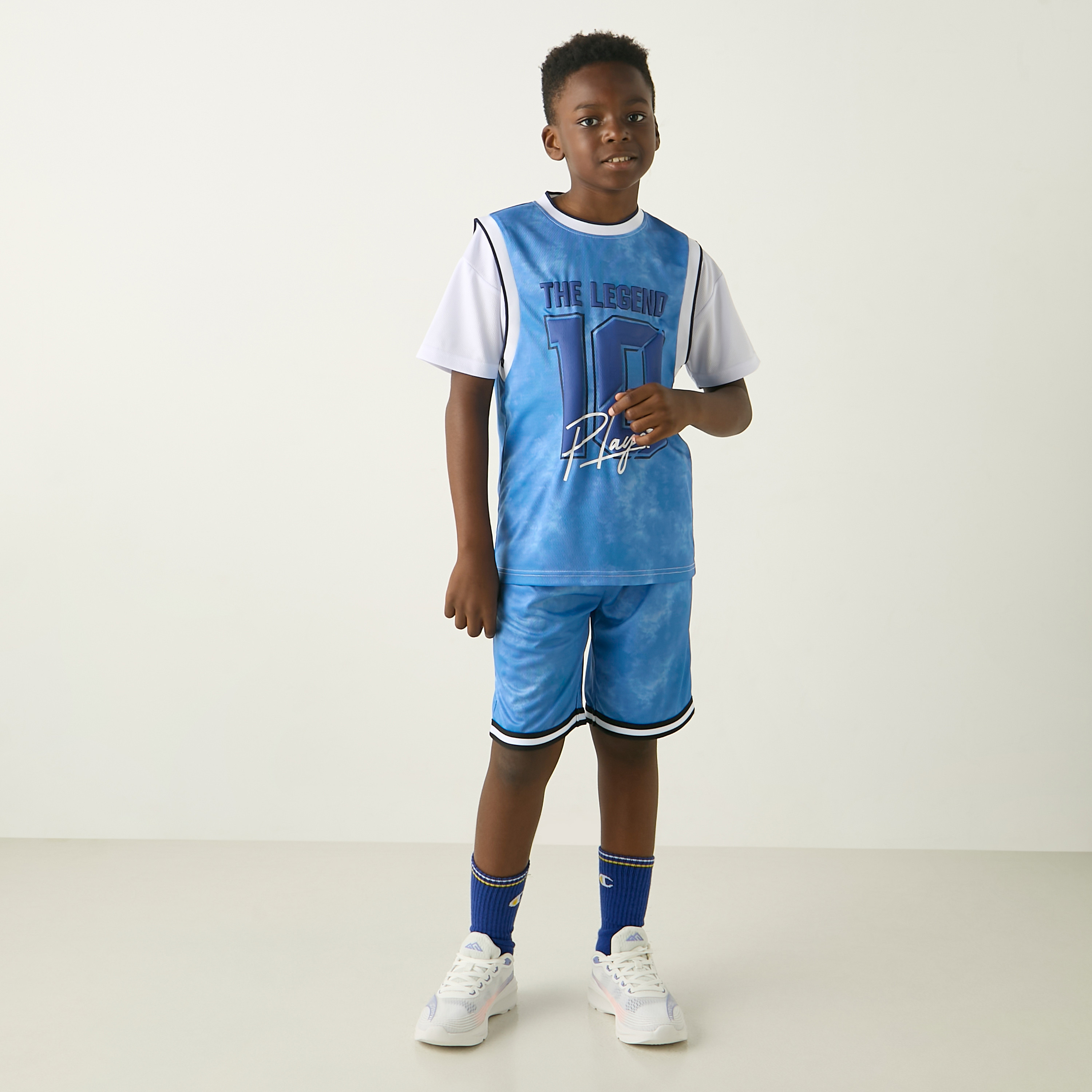 Juniors Varsity Print Cotton T-shirt and Shorts Set-boys-clothing-setsandcoords-image-1