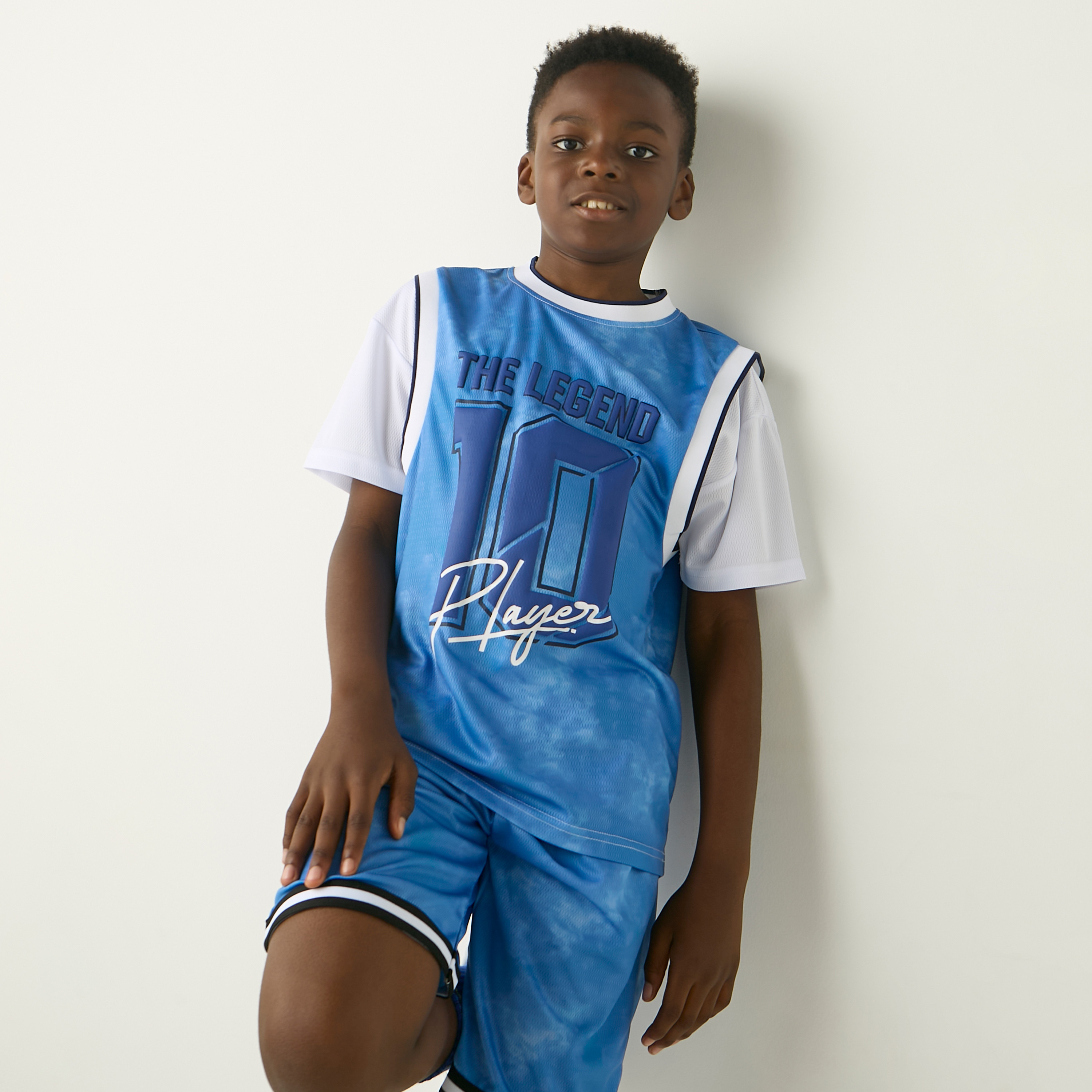 Juniors Varsity Print Cotton T-shirt and Shorts Set-boys-clothing-setsandcoords-image-2