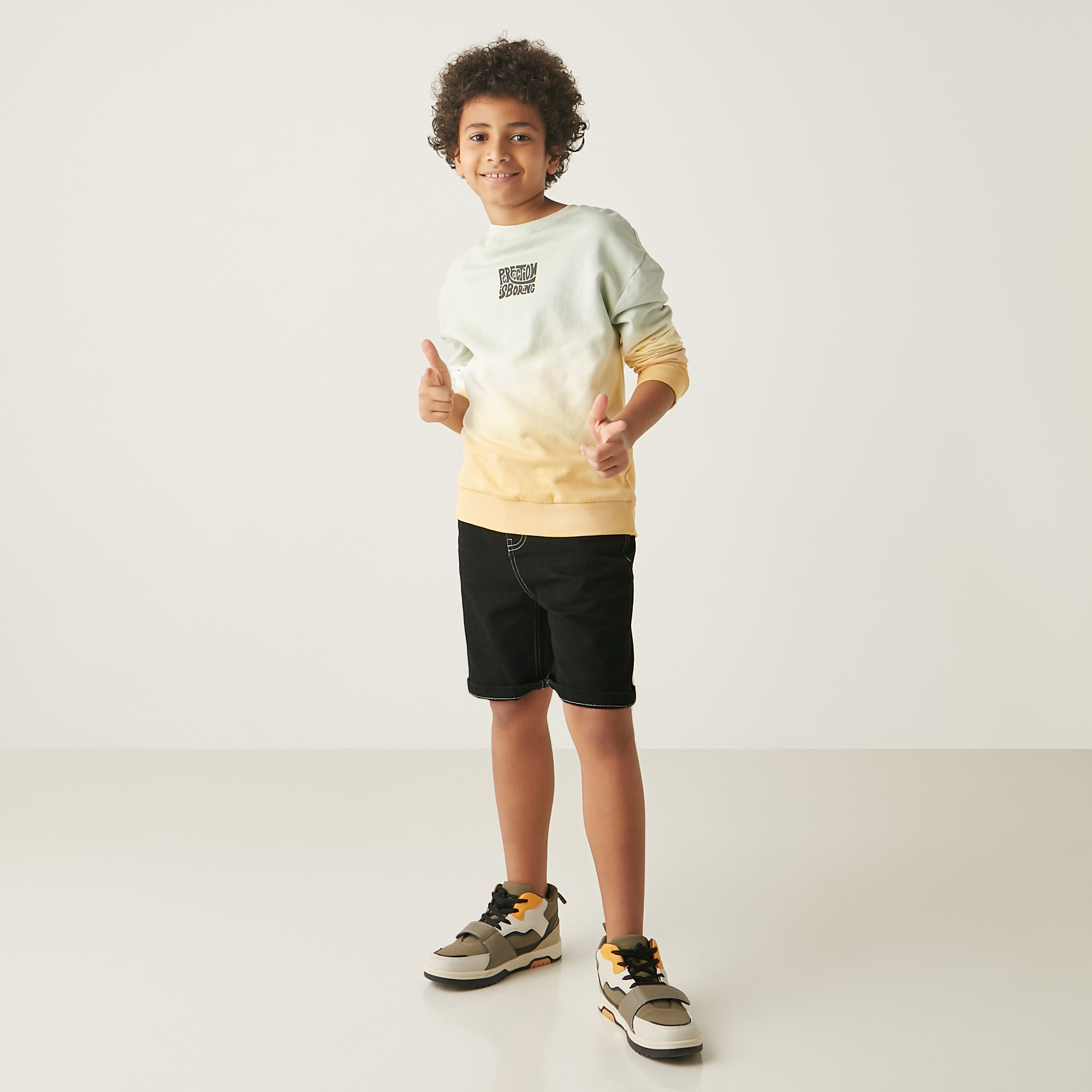 Juniors Solid Denim Shorts with Button Closure and Pockets-boys-clothing-bottoms-shorts-image-2